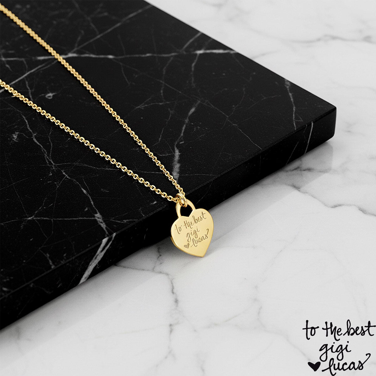 14K Solid Gold Handwriting Heart Necklace - Personalized Signature