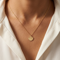 14K solid gold sea shell pendant necklace, product view