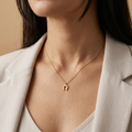 14K solid gold horseshoe pendant necklace, product view