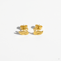 14K solid gold swan stud earrings, product view