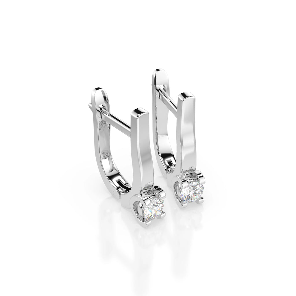 Solitaire English Lock Earring (Round), 0.2 ct — 102-10022(3.0)