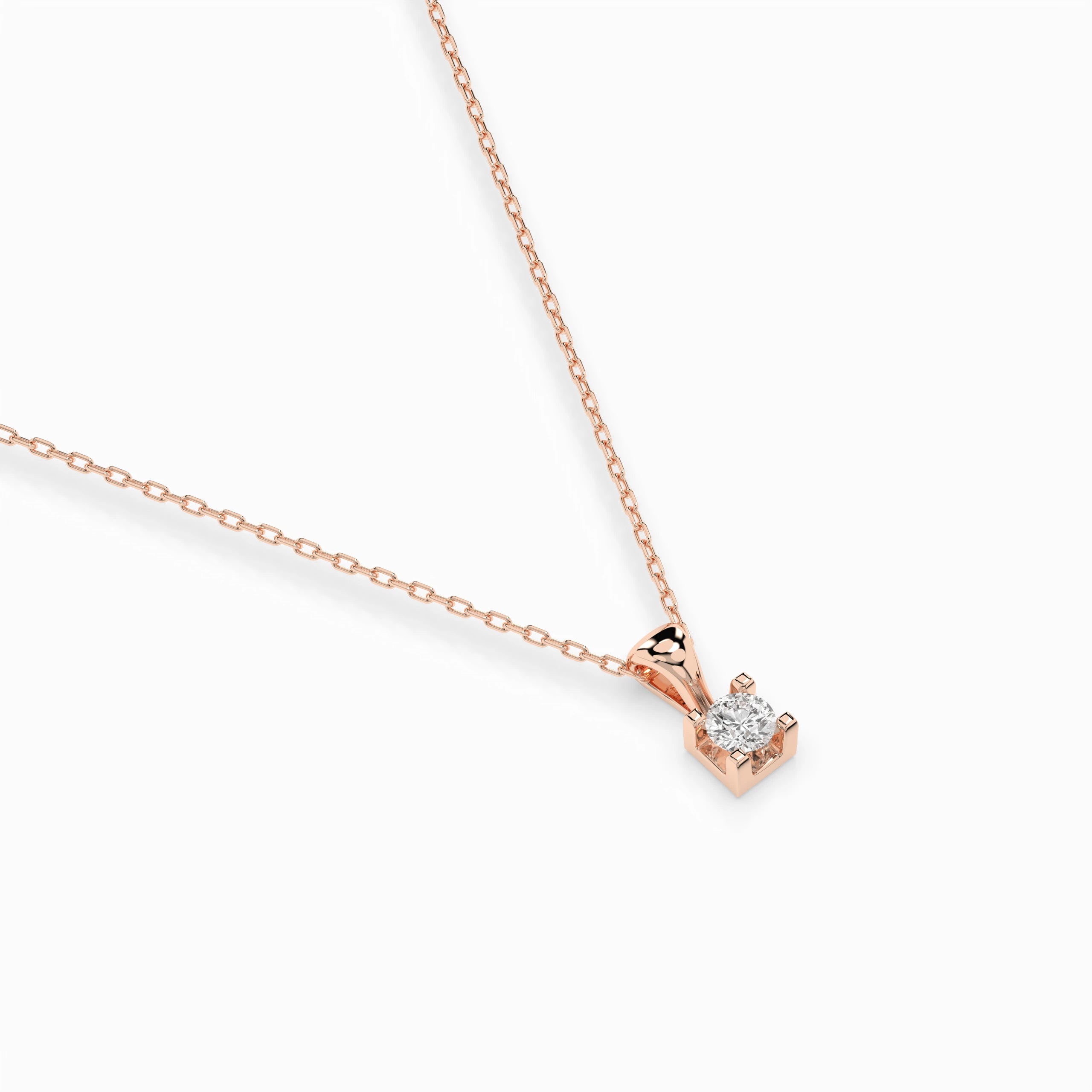 Solitaire Necklace (Round), 0.08 ct — 104-10013(2.7)