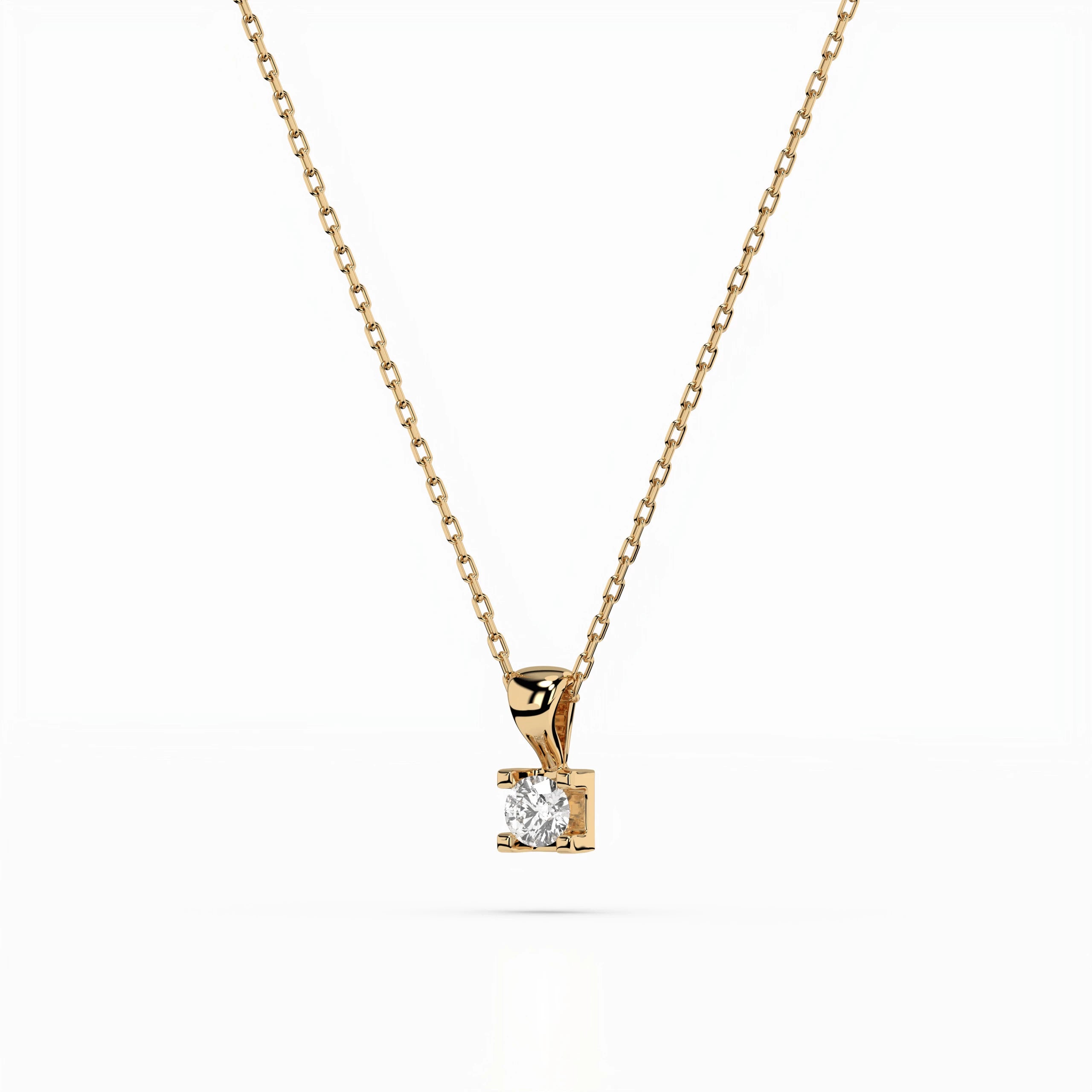 Solitaire Necklace (Round), 0.08 ct — 104-10013(2.7)