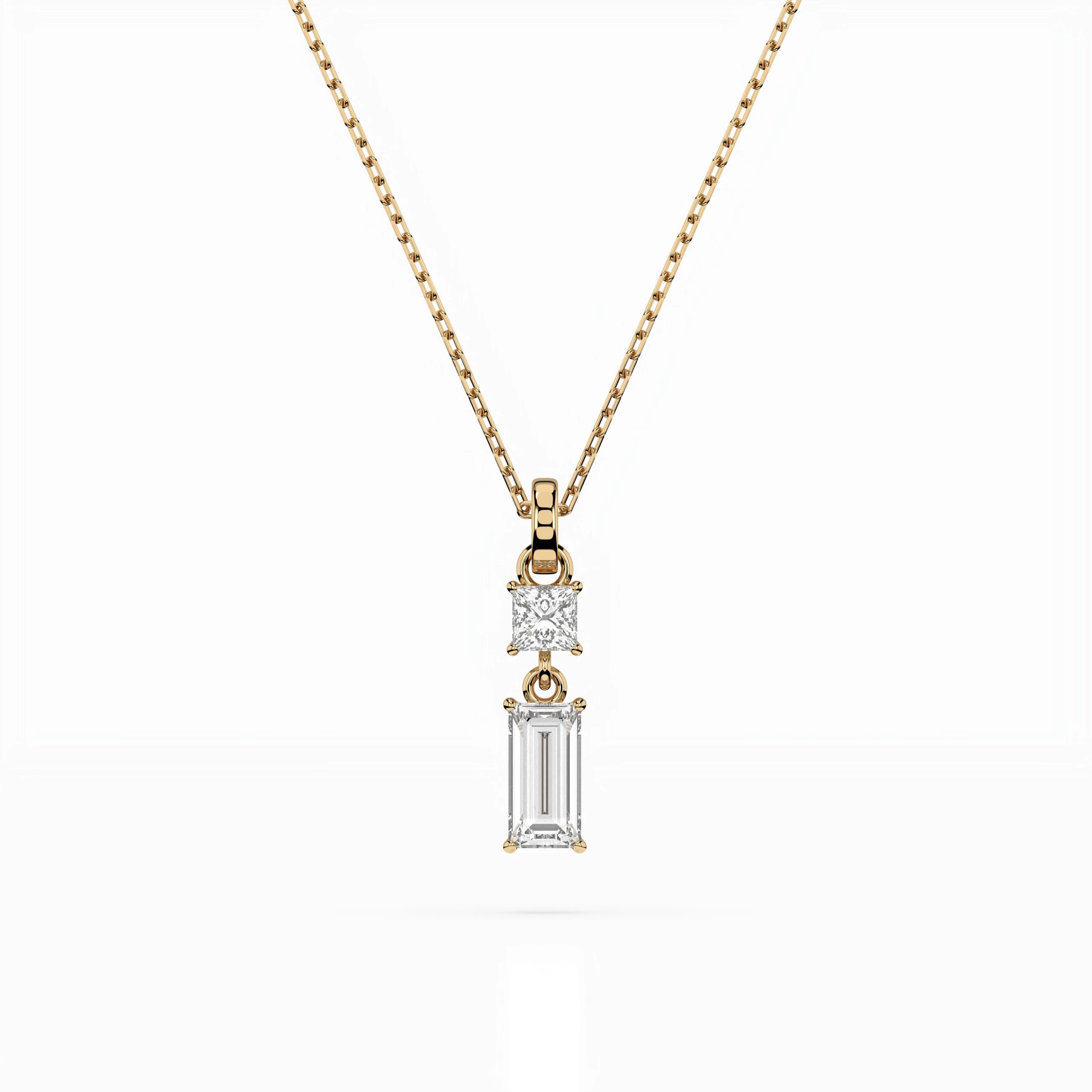 Solitaire Necklace (Baguette), 0.1 ct — 104-10071/1(0.30)BAQ