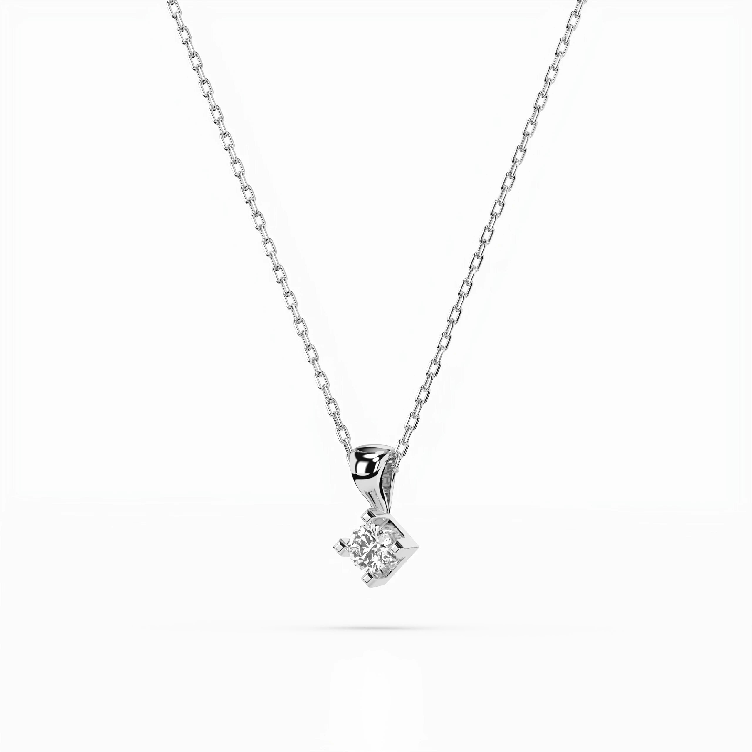 Solitaire Necklace (Round), 0.08 ct — 104-10014(2.7)