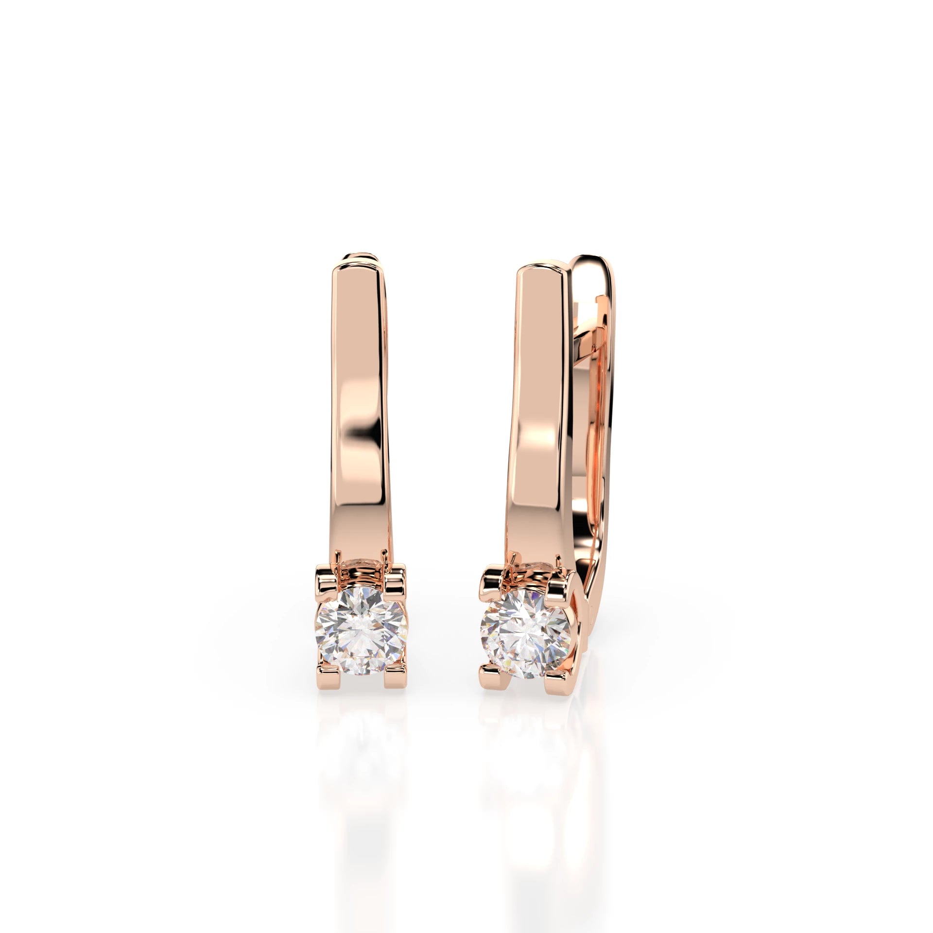 Solitaire English Lock Earring (Round), 0.2 ct — 102-10022(3.0)