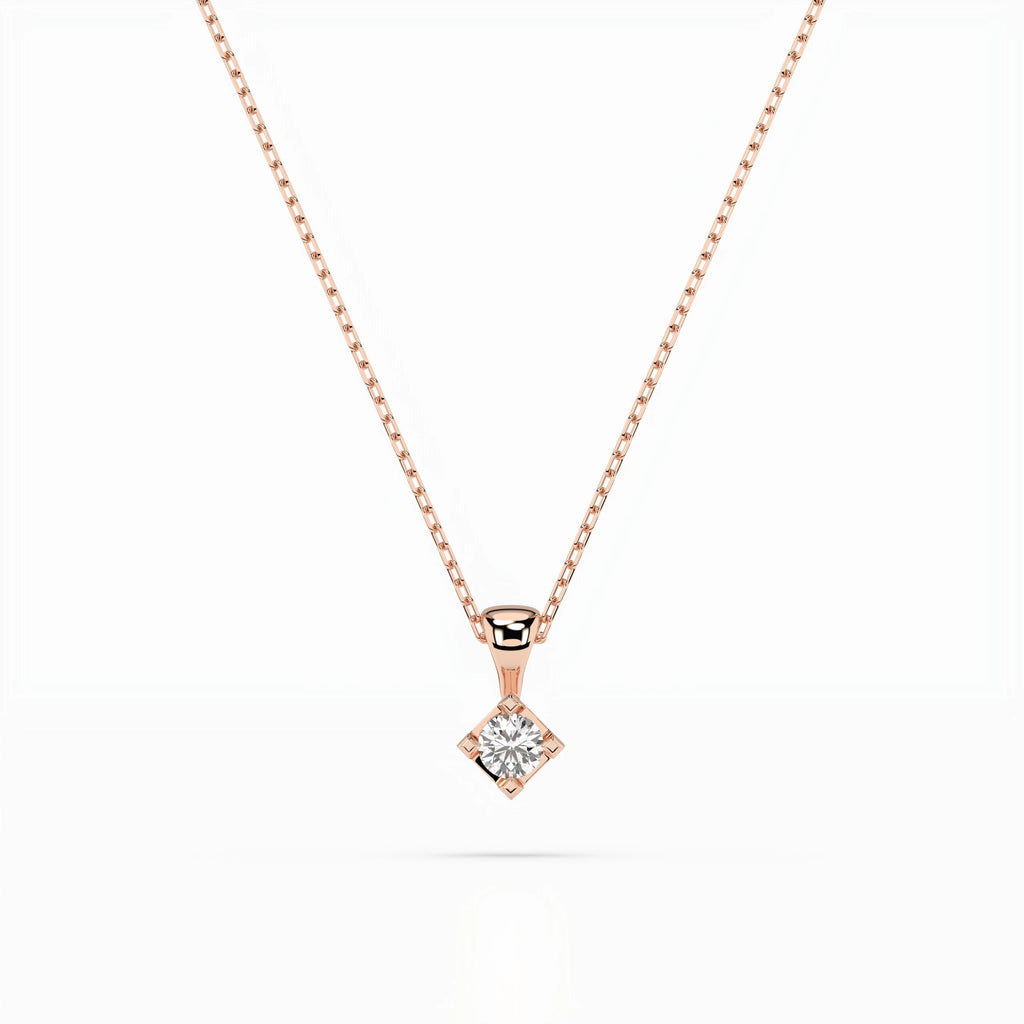 Solitaire Necklace (Round), 0.08 ct — 104-10014(2.7)