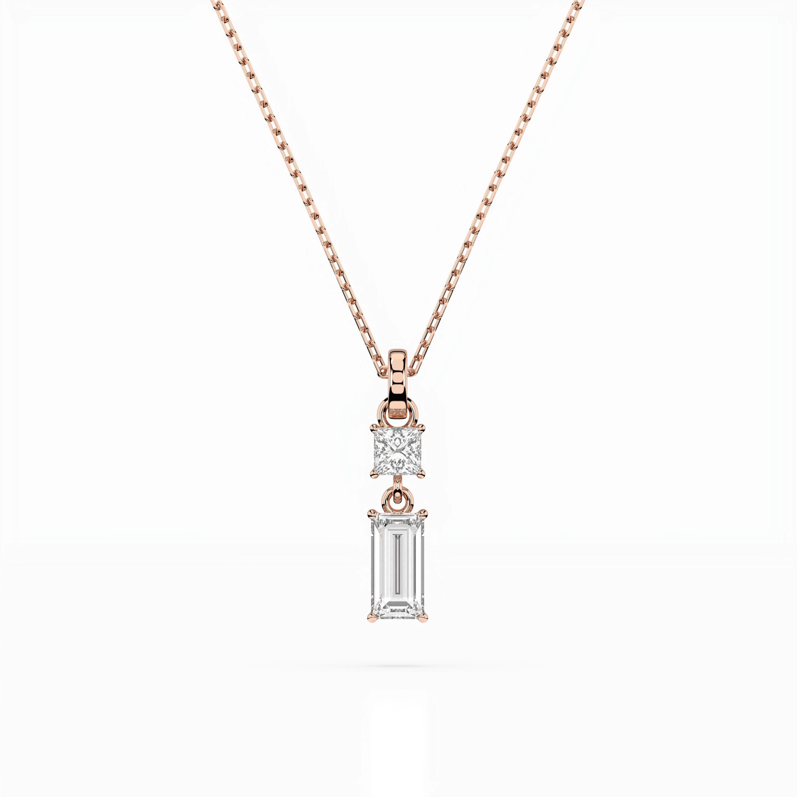 Solitaire Necklace (Baguette), 0.1 ct — 104-10071/1(0.30)BAQ