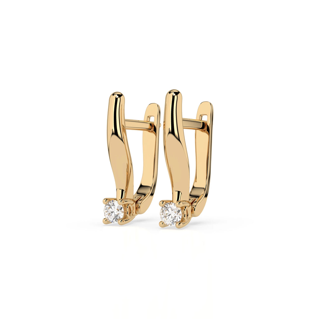 Solitaire English Lock Earring (Round), 0.12 ct — 102-10035(2.5)