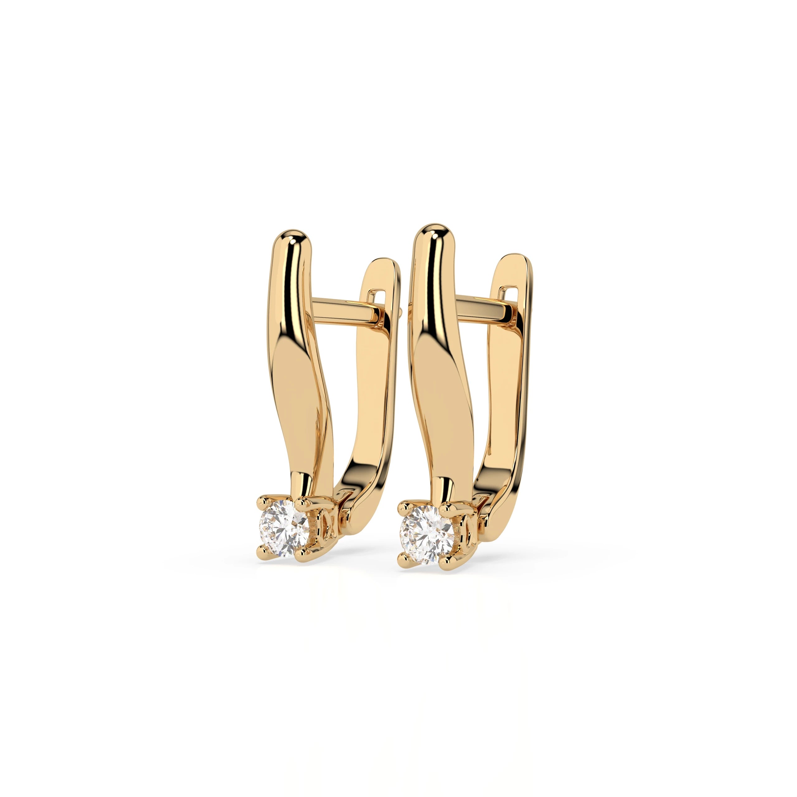 Solitaire English Lock Earring (Round), 0.12 ct — 102-10035(2.5)