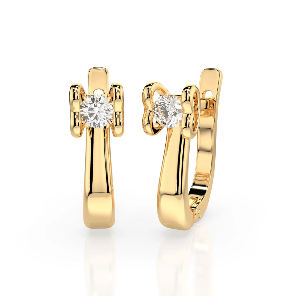 Solitaire English Lock Earring (Round), 0.2 ct — 102-10013(3.0)