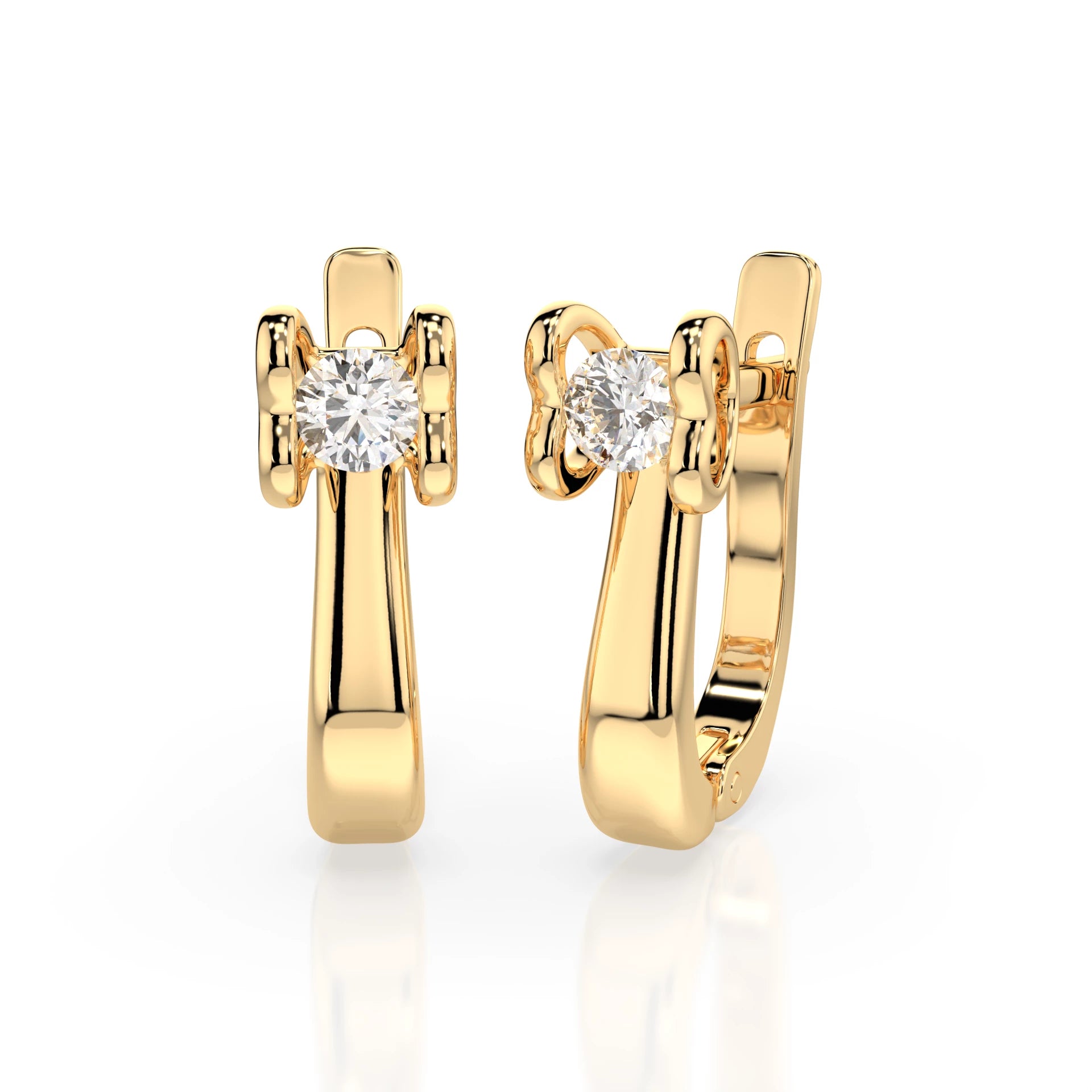 Solitaire English Lock Earring (Round), 0.2 ct — 102-10013(3.0)