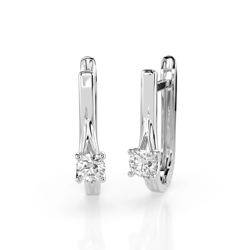 Solitaire English Lock Earring (Round), 0.2 ct — 102-10014(3.0)