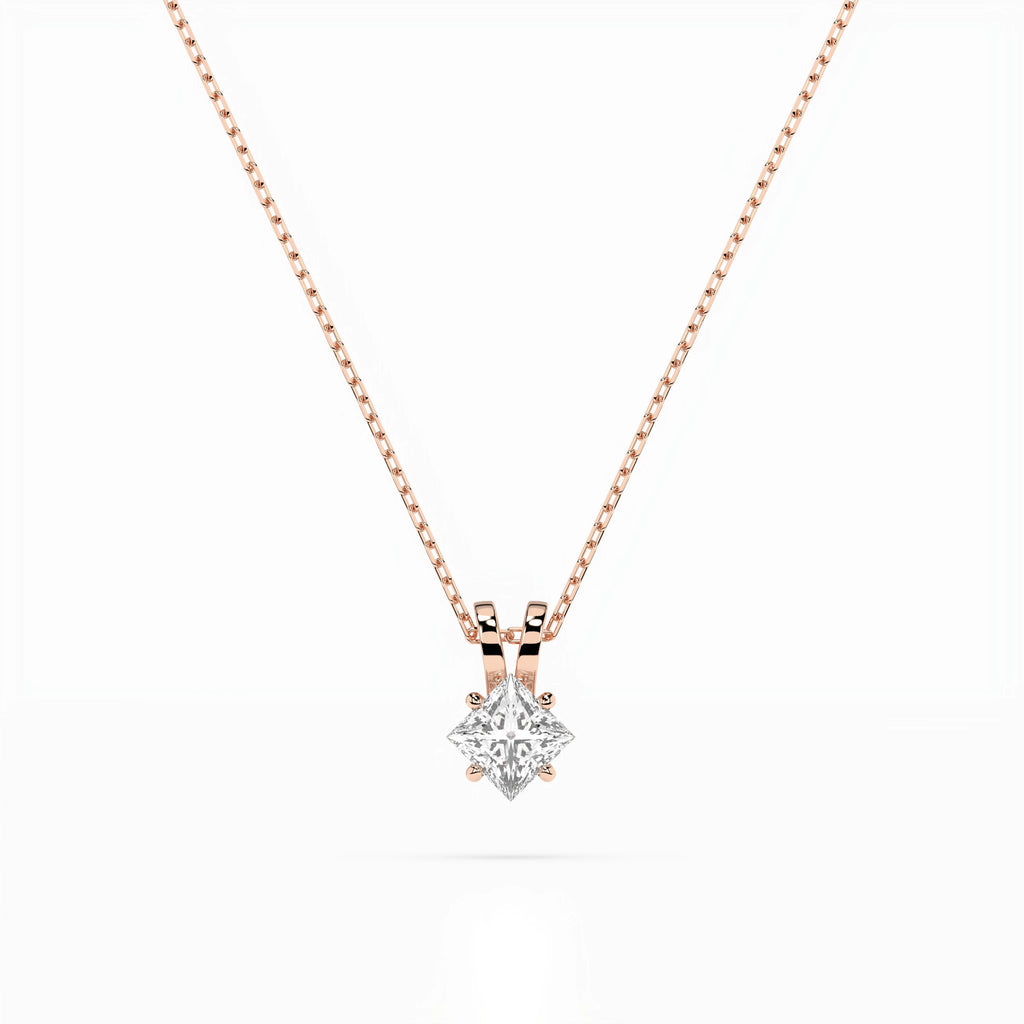 Solitaire Necklace (Princess), 0.3 ct — 104-10070(0.30)PR