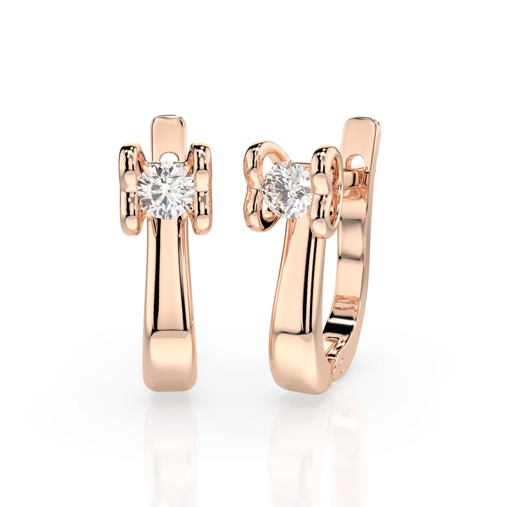 Solitaire English Lock Earring (Round), 0.2 ct — 102-10013(3.0)