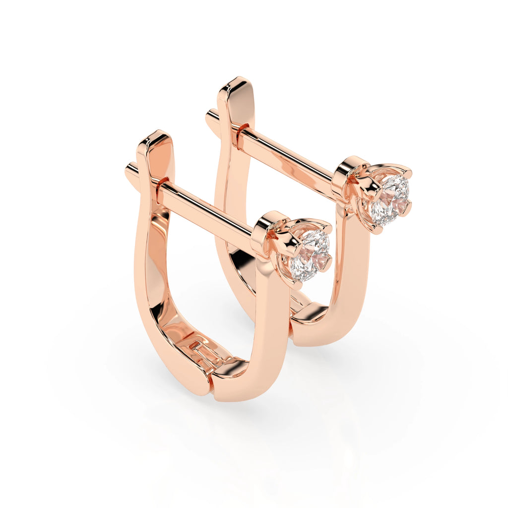 Solitaire English Lock Earring (Round), 0.12 ct — 102-10089(2.5)
