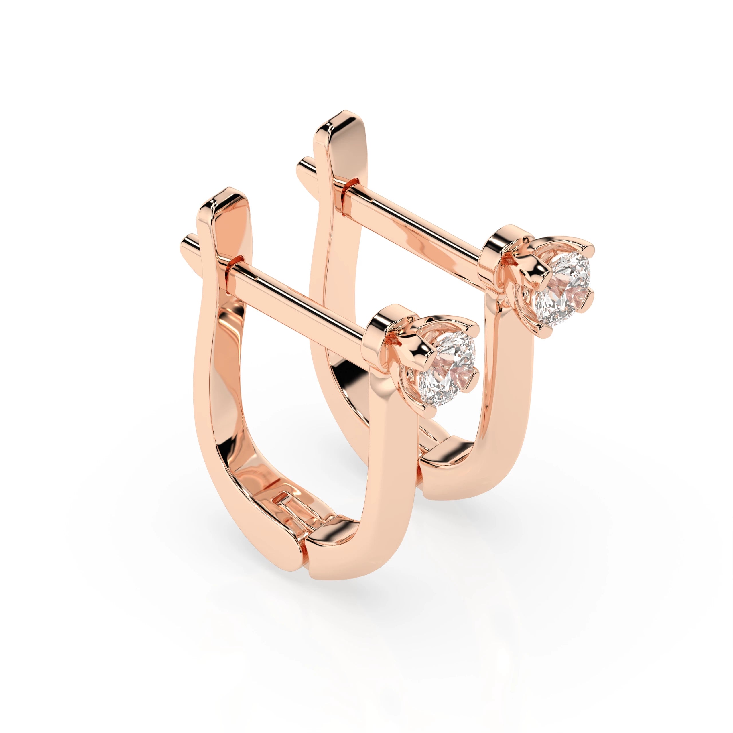 Solitaire English Lock Earring (Round), 0.12 ct — 102-10089(2.5)