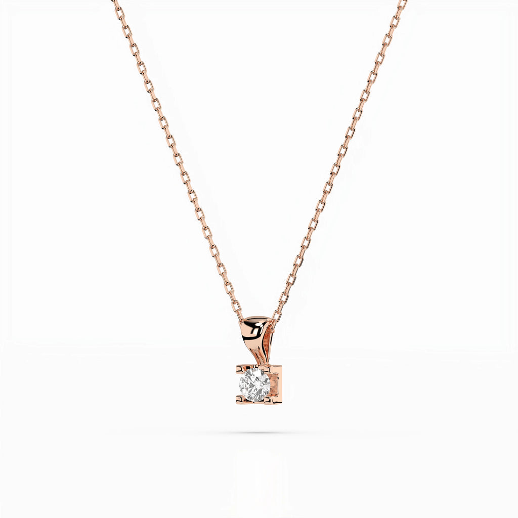 Solitaire Necklace (Round), 0.08 ct — 104-10013(2.7)