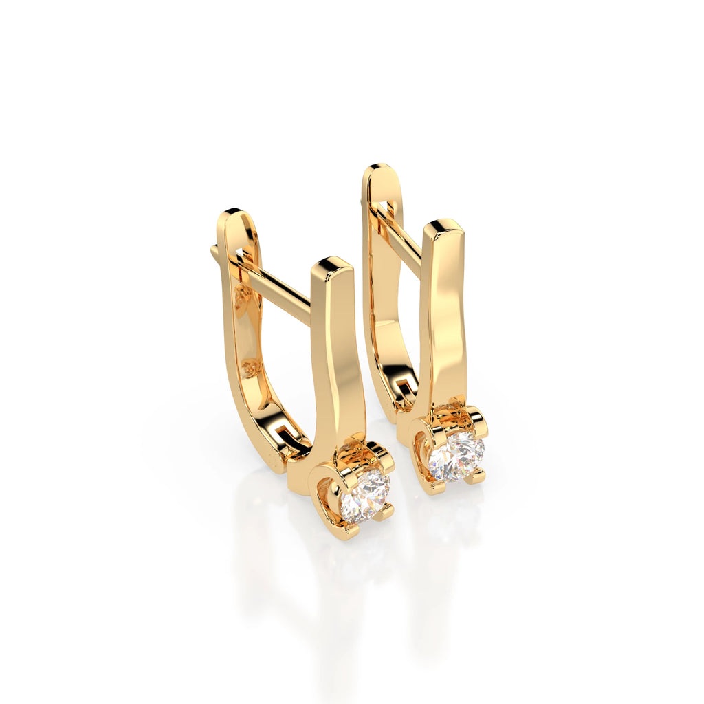 Solitaire English Lock Earring (Round), 0.2 ct — 102-10022(3.0)