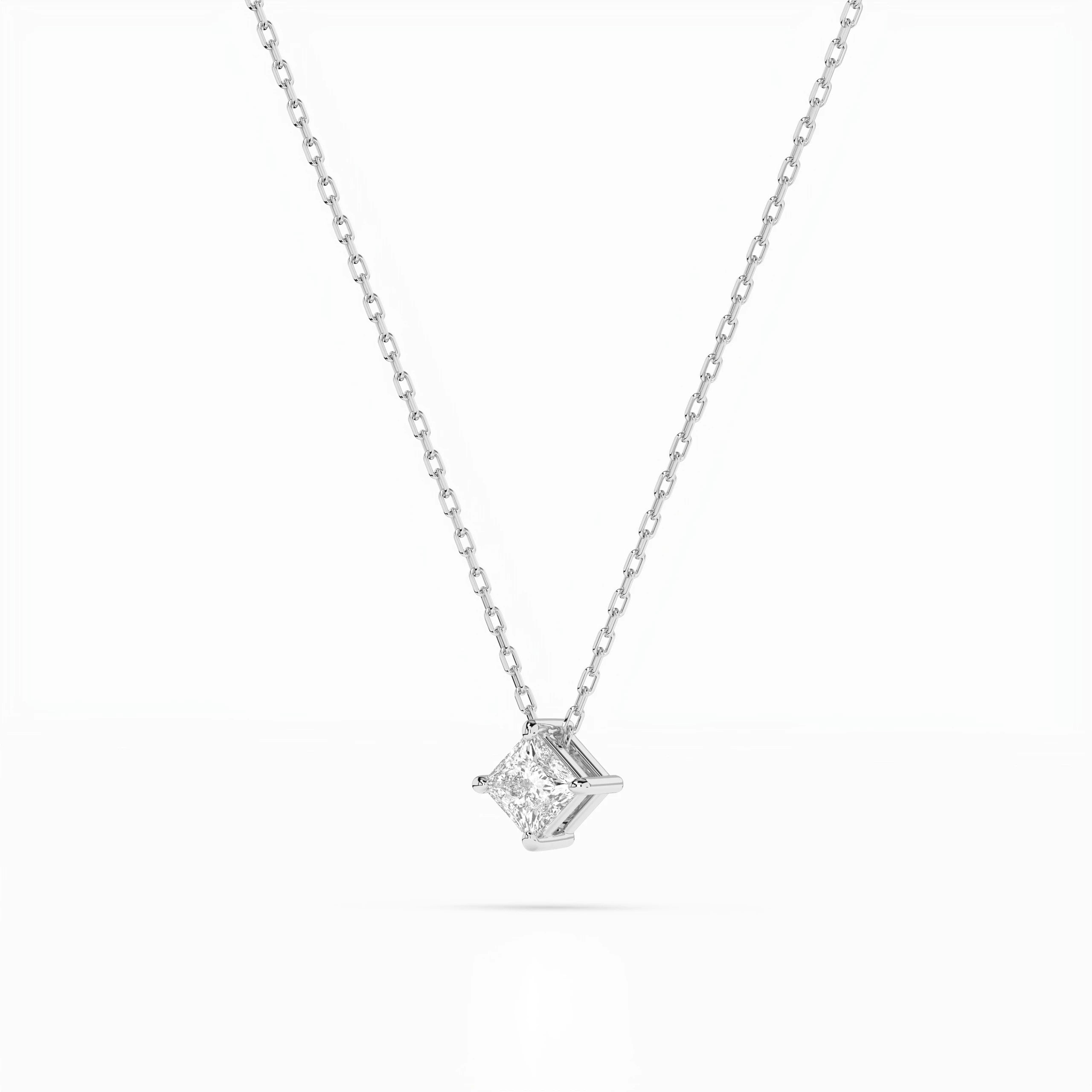 Solitaire Necklace (Princess), 0.1 ct — 104-10055(2.5)PR