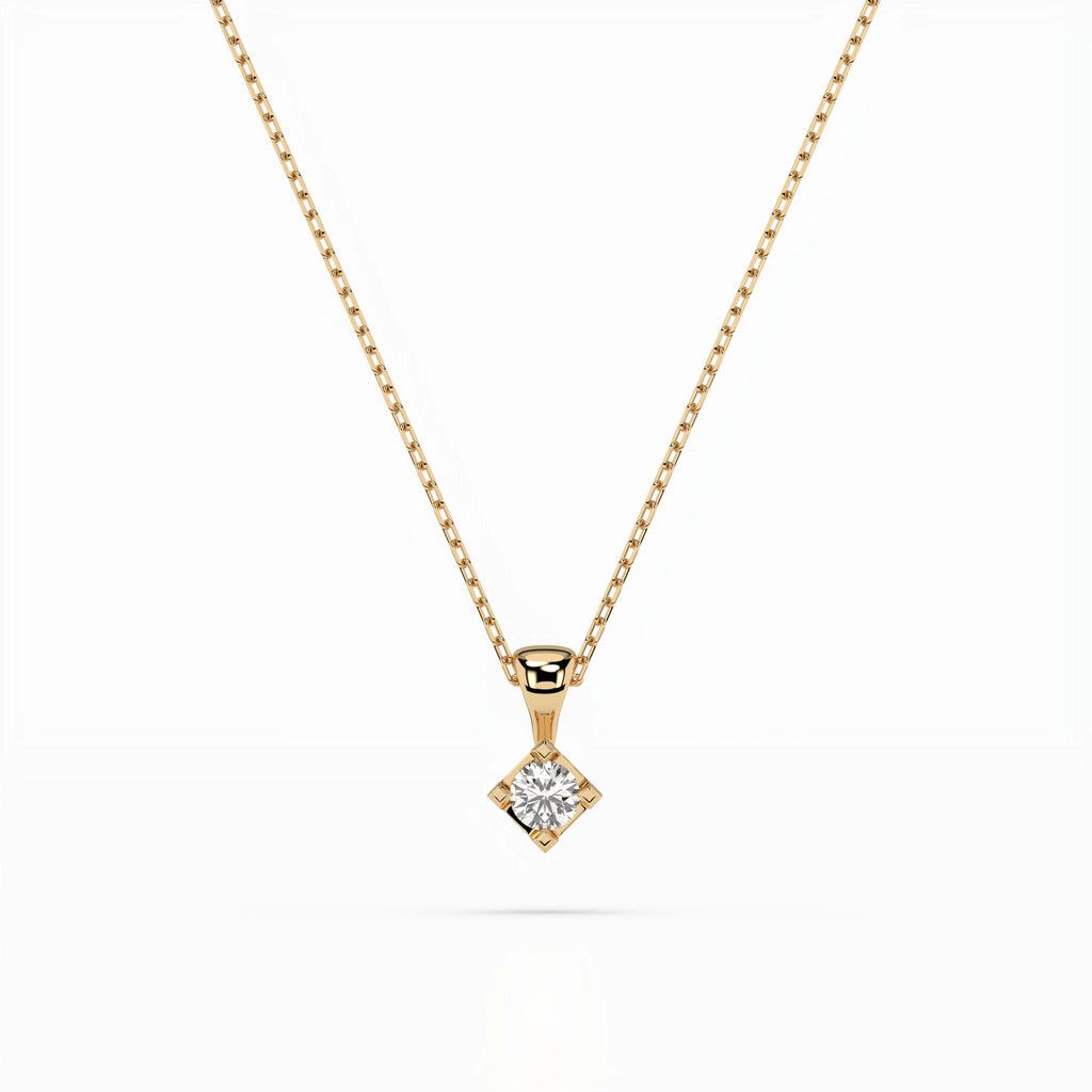 Solitaire Necklace (Round), 0.08 ct — 104-10014(2.7)