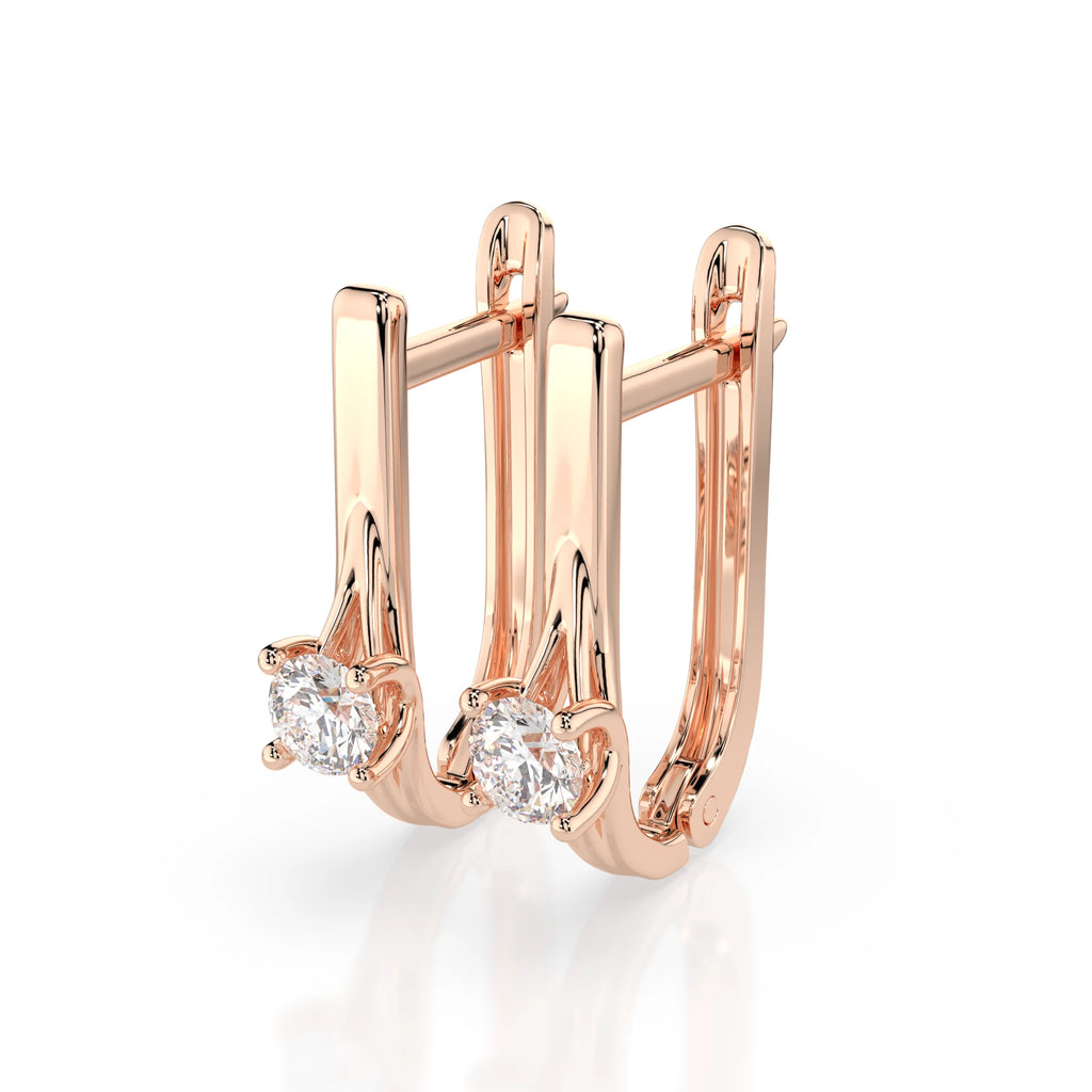 Solitaire English Lock Earring (Round), 0.2 ct — 102-10014(3.0)