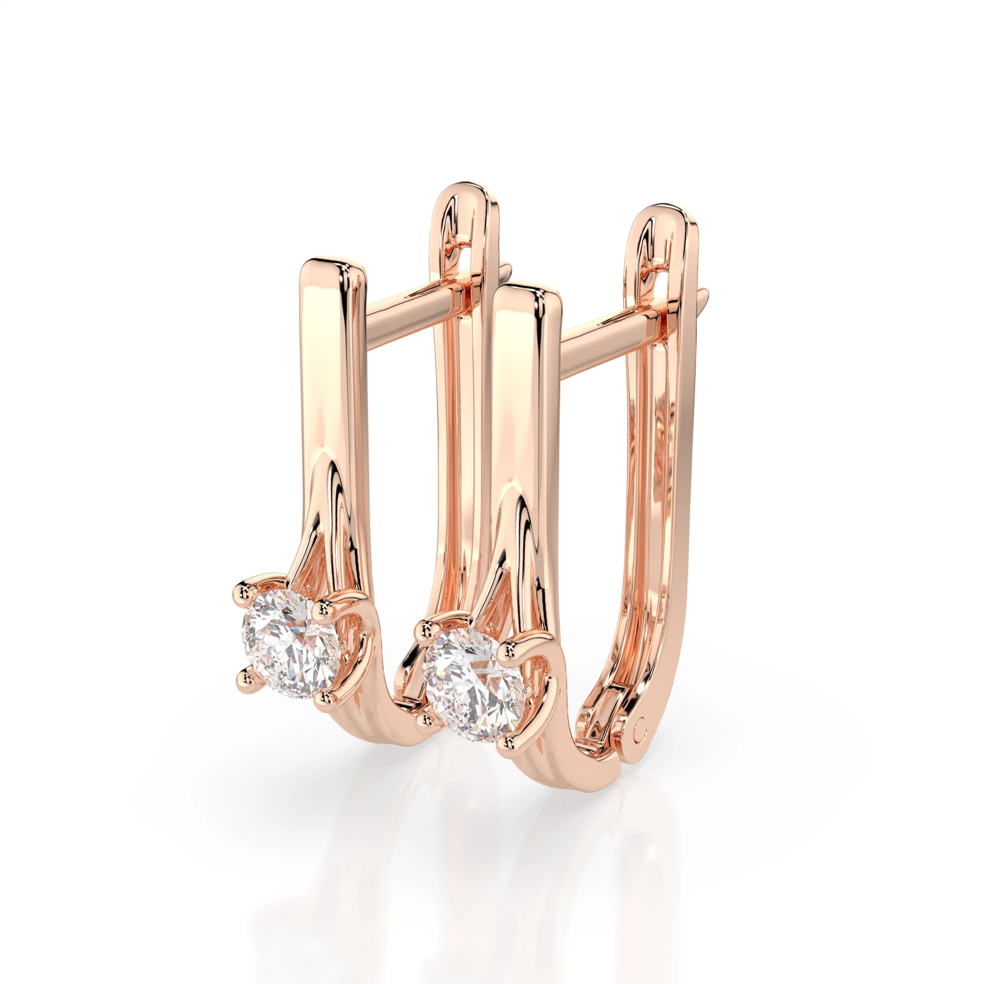 Solitaire English Lock Earring (Round), 0.2 ct — 102-10014(3.0)