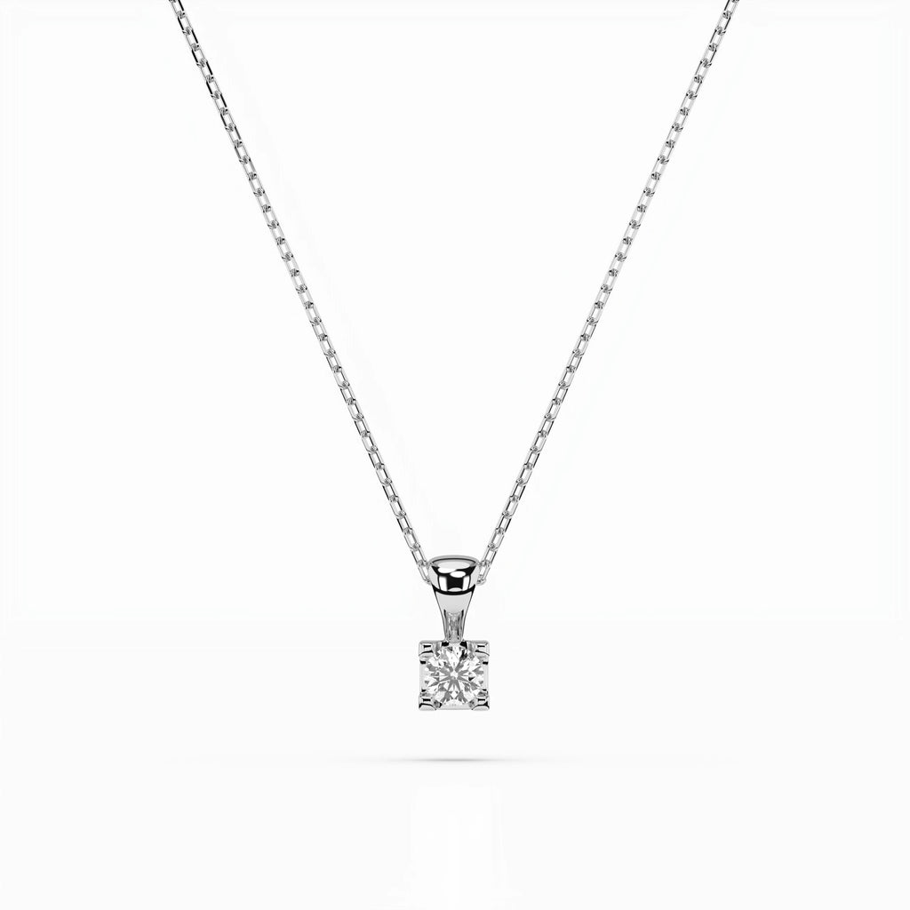 Solitaire Necklace (Round), 0.08 ct — 104-10013(2.7)