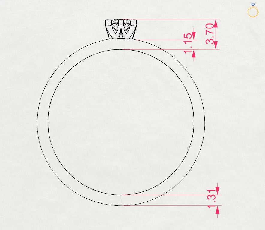 Solitaire Ring (Round), 0.1 ct — 101-10040(3.0)