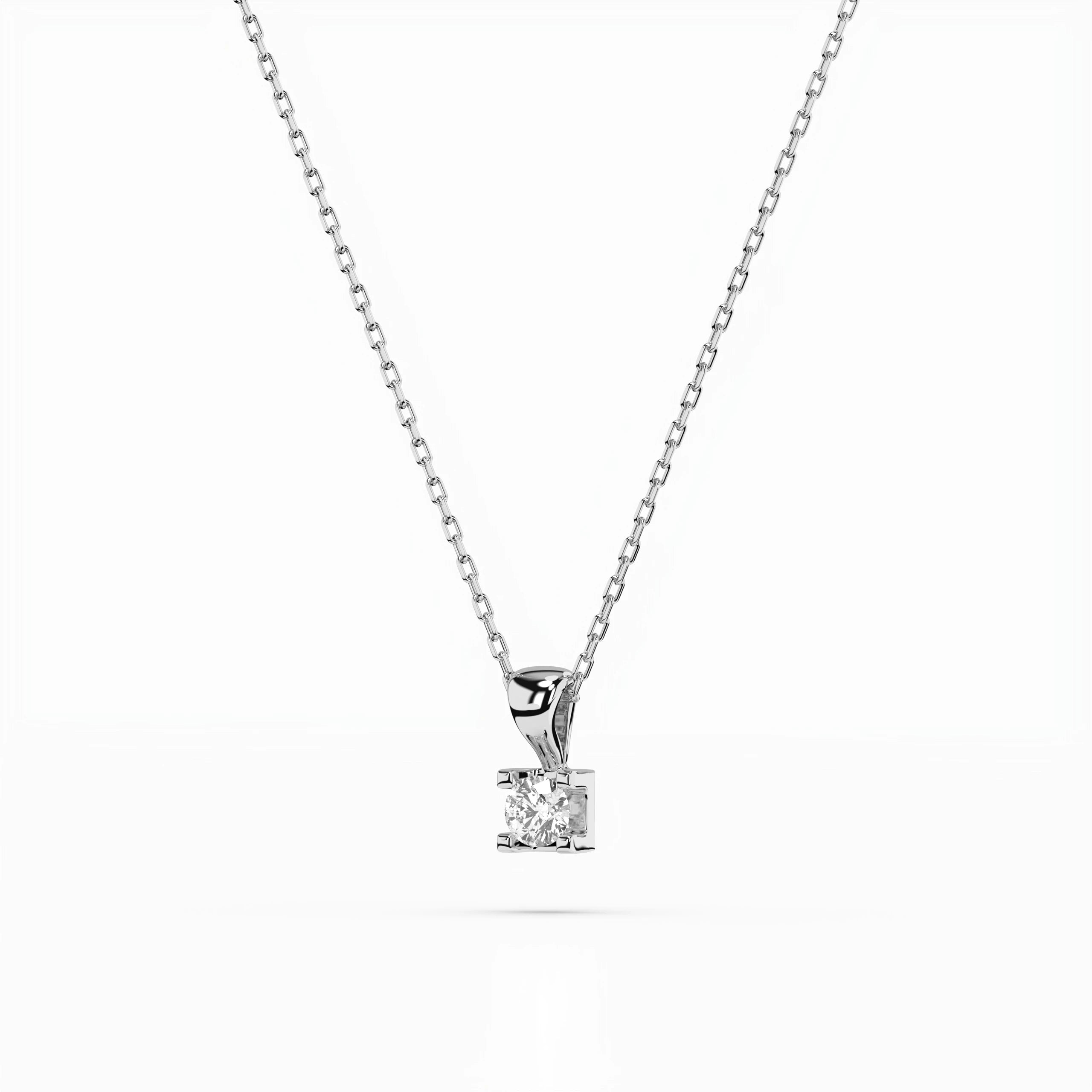 Solitaire Necklace (Round), 0.08 ct — 104-10013(2.7)