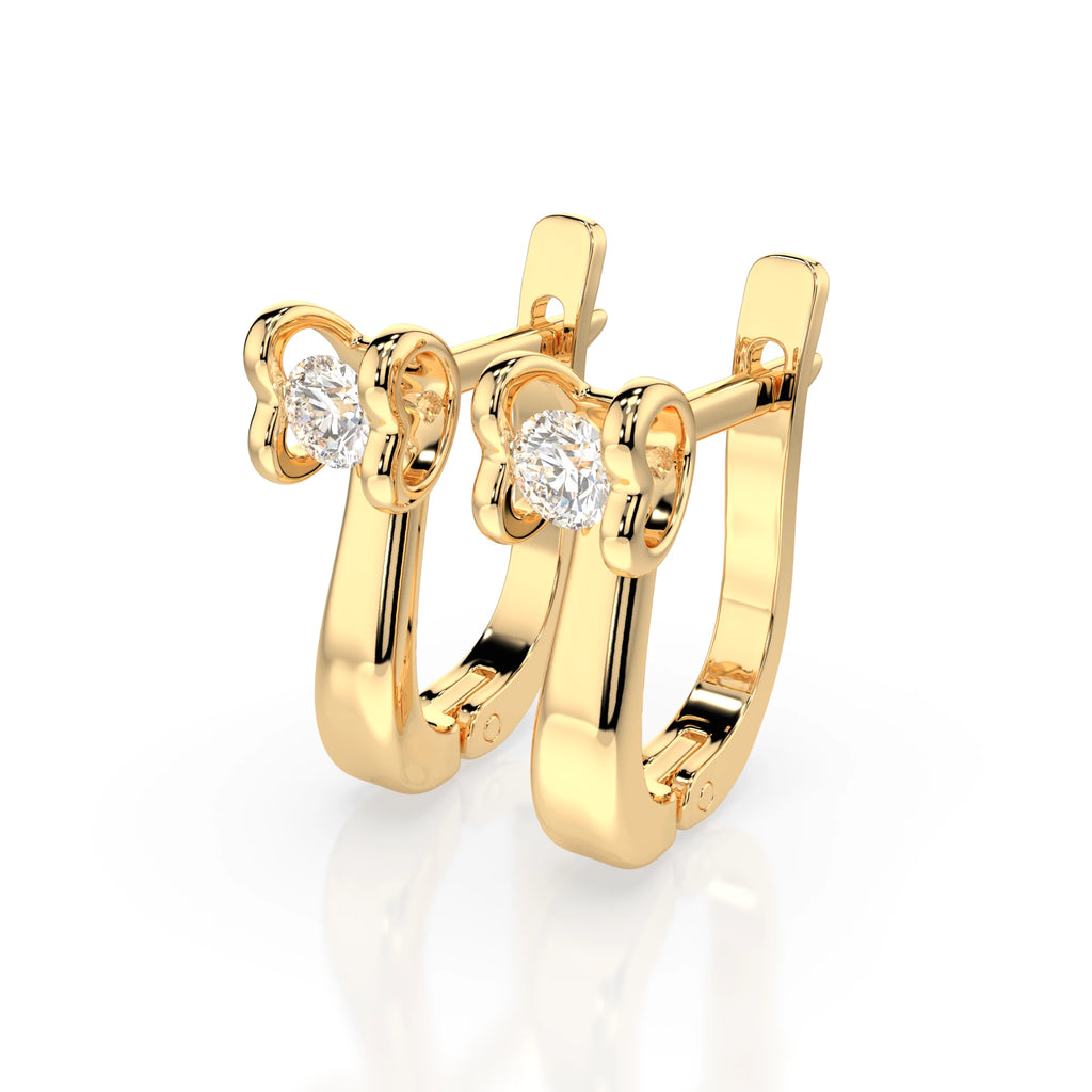 Solitaire English Lock Earring (Round), 0.2 ct — 102-10013(3.0)