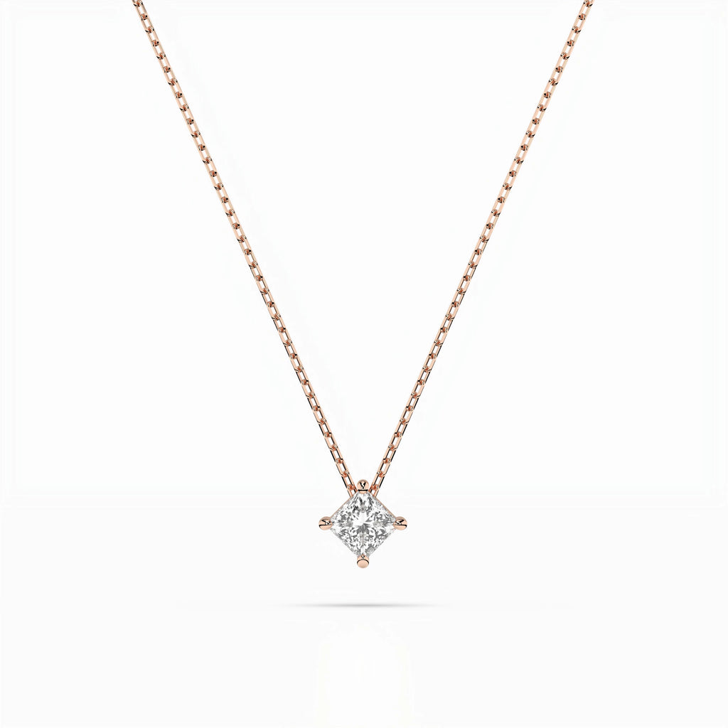 Solitaire Necklace (Princess), 0.1 ct — 104-10055(2.5)PR