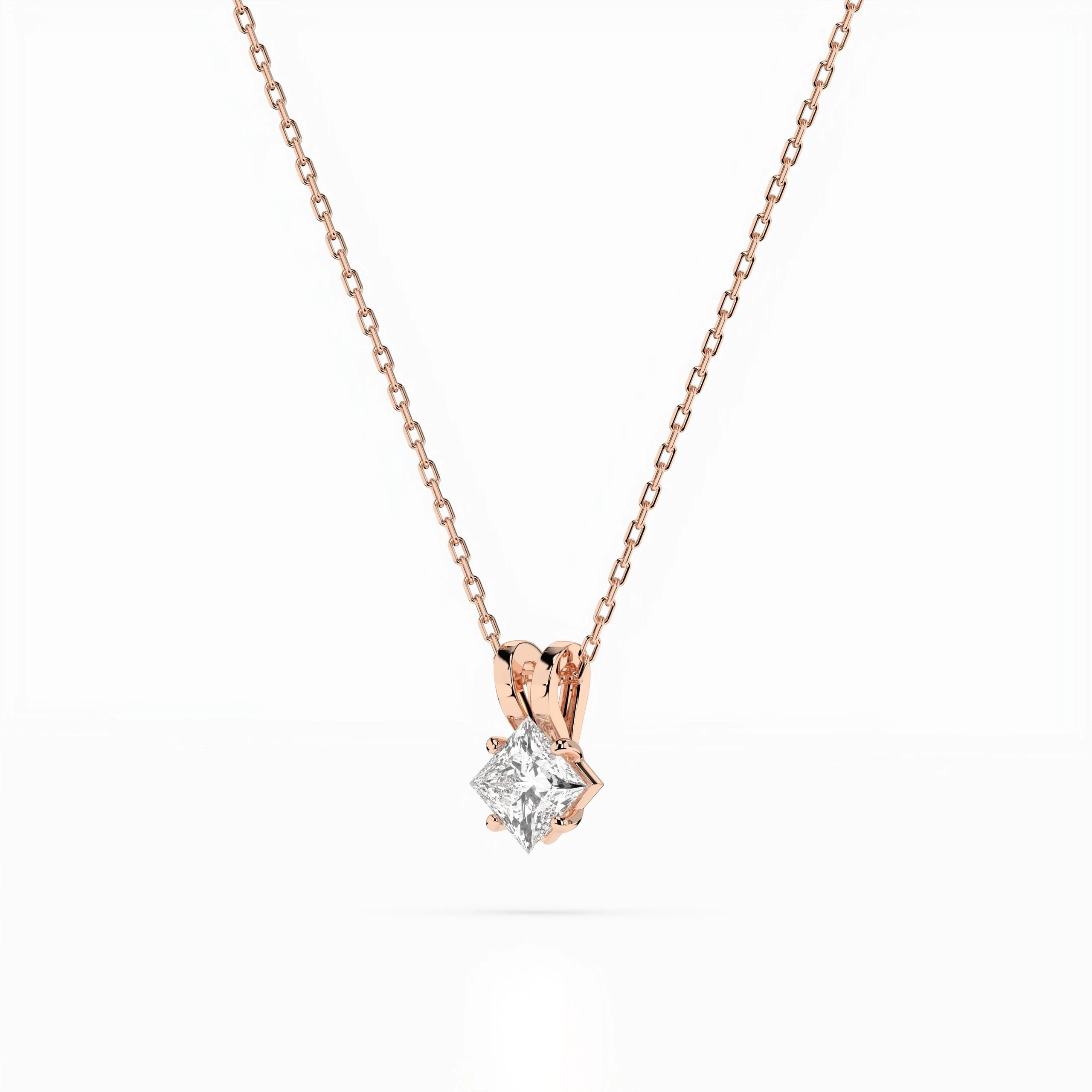 Solitaire Necklace (Princess), 0.3 ct — 104-10070(0.30)PR