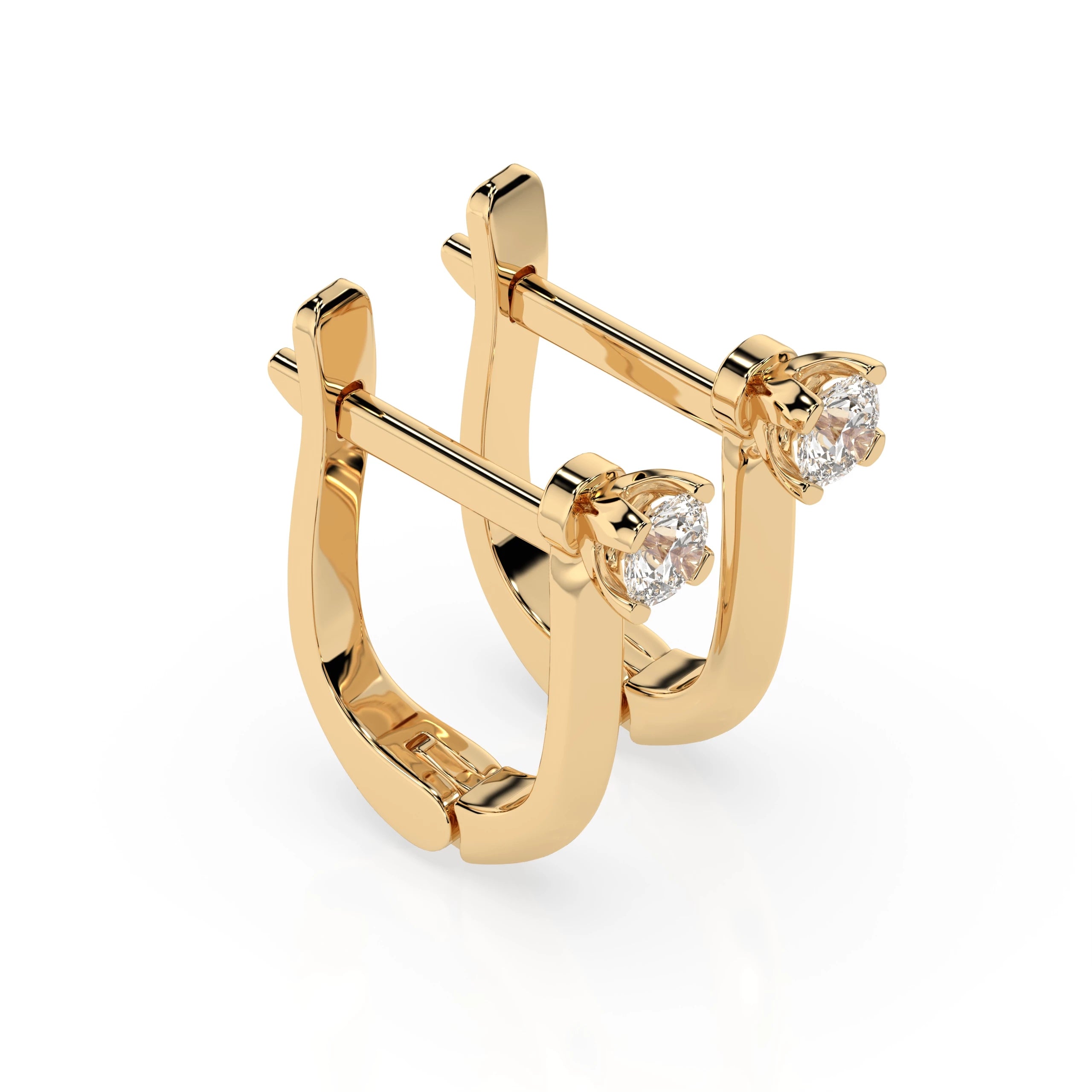 Solitaire English Lock Earring (Round), 0.12 ct — 102-10089(2.5)
