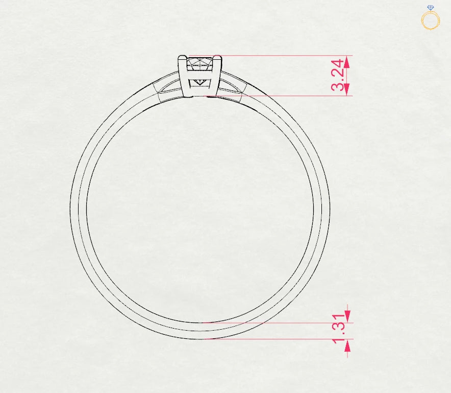 Solitaire Ring (Round), 0.15 ct — 101-10012/1(3.4)