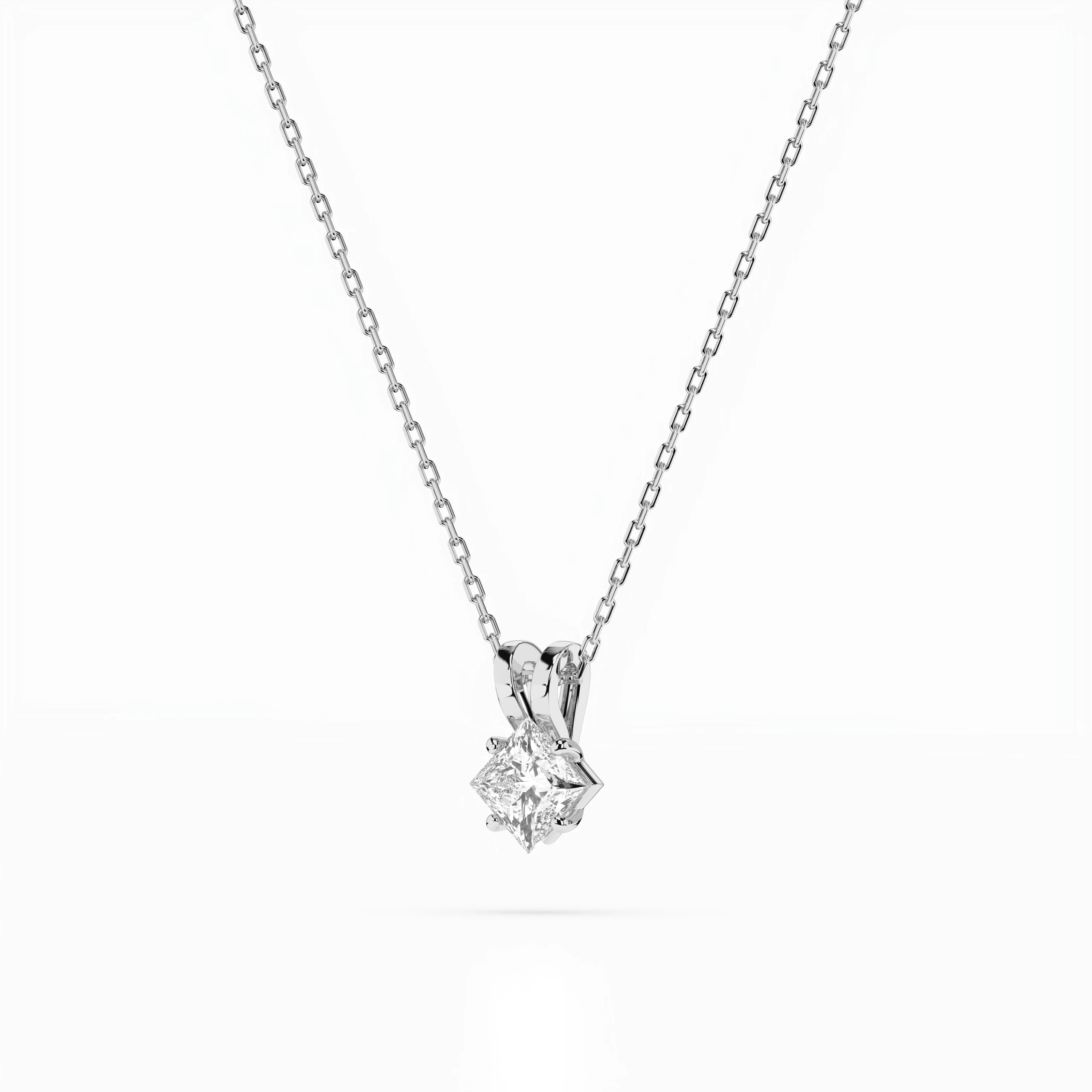 Solitaire Necklace (Princess), 0.3 ct — 104-10070(0.30)PR