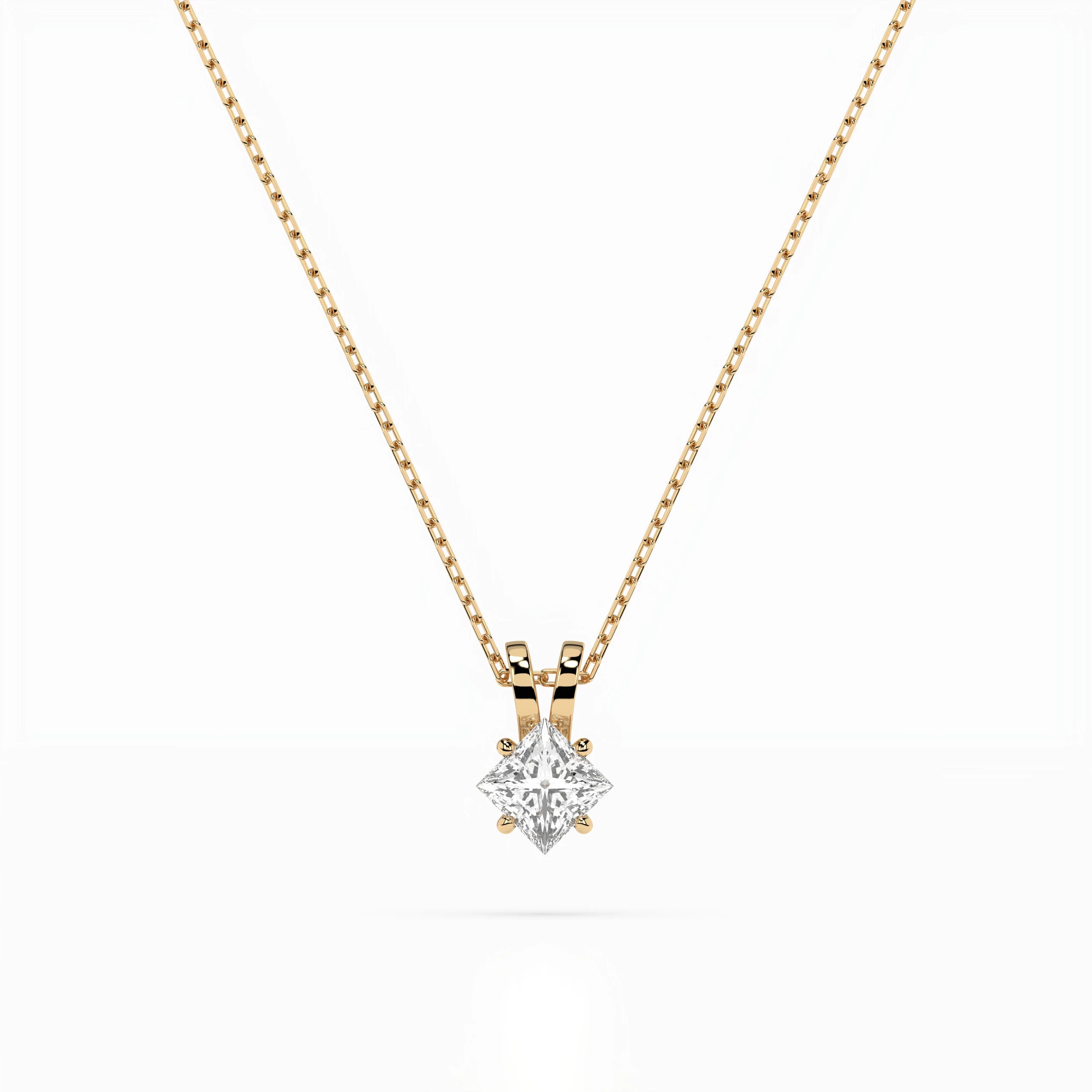 Solitaire Necklace (Princess), 0.3 ct — 104-10070(0.30)PR
