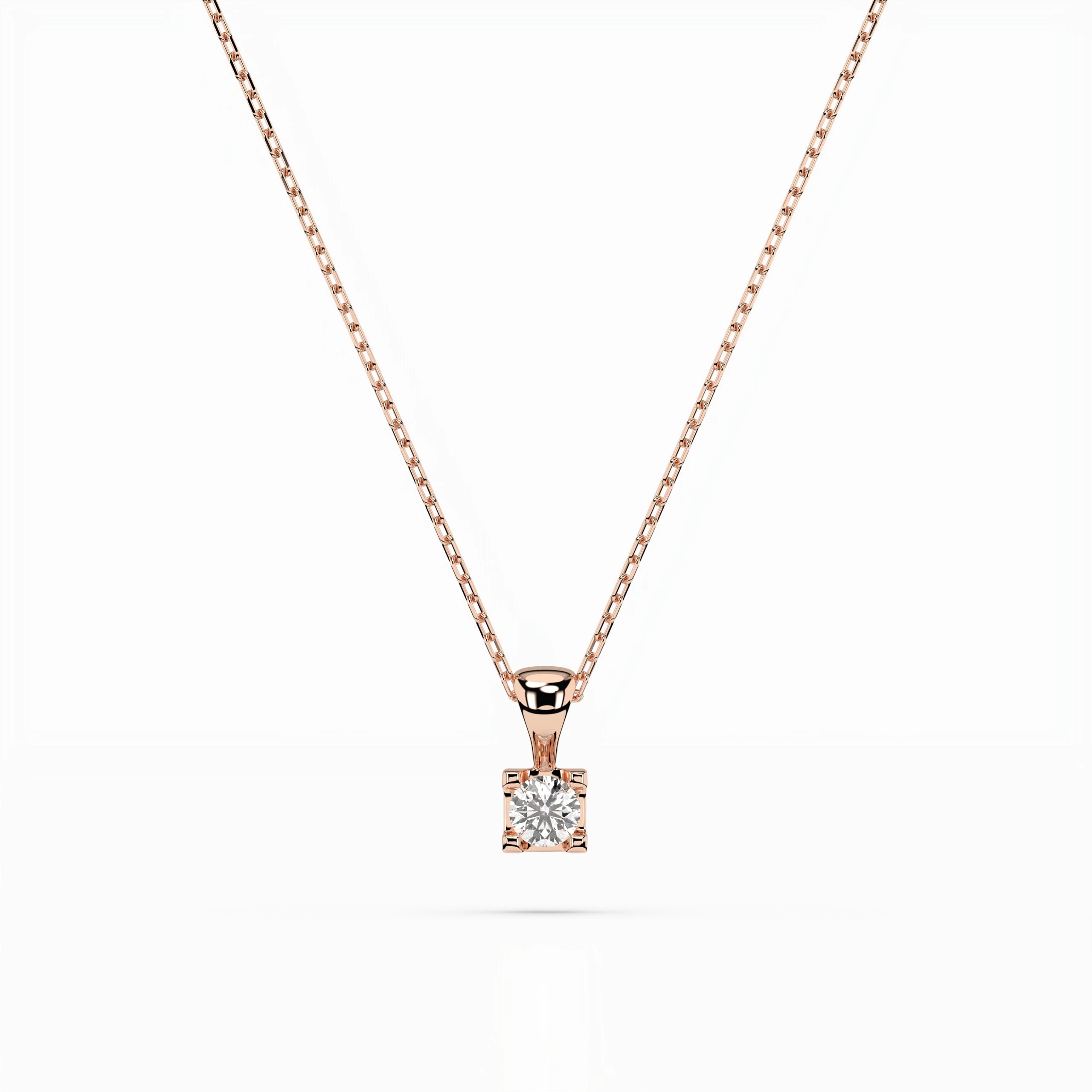 Solitaire Necklace (Round), 0.08 ct — 104-10013(2.7)