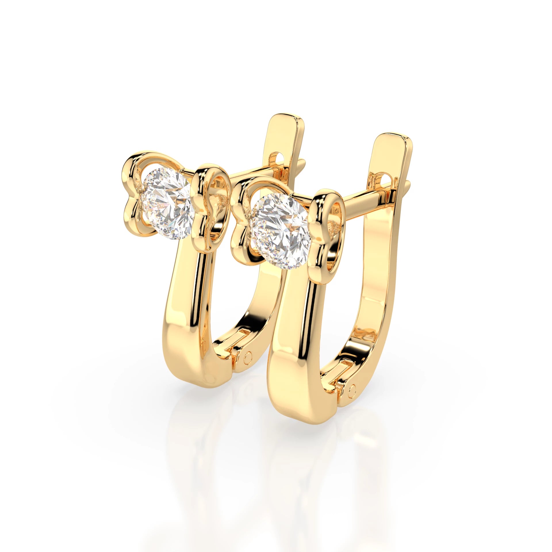 Solitaire English Lock Earring (Round), 0.5 ct — 102-10013(4.0)