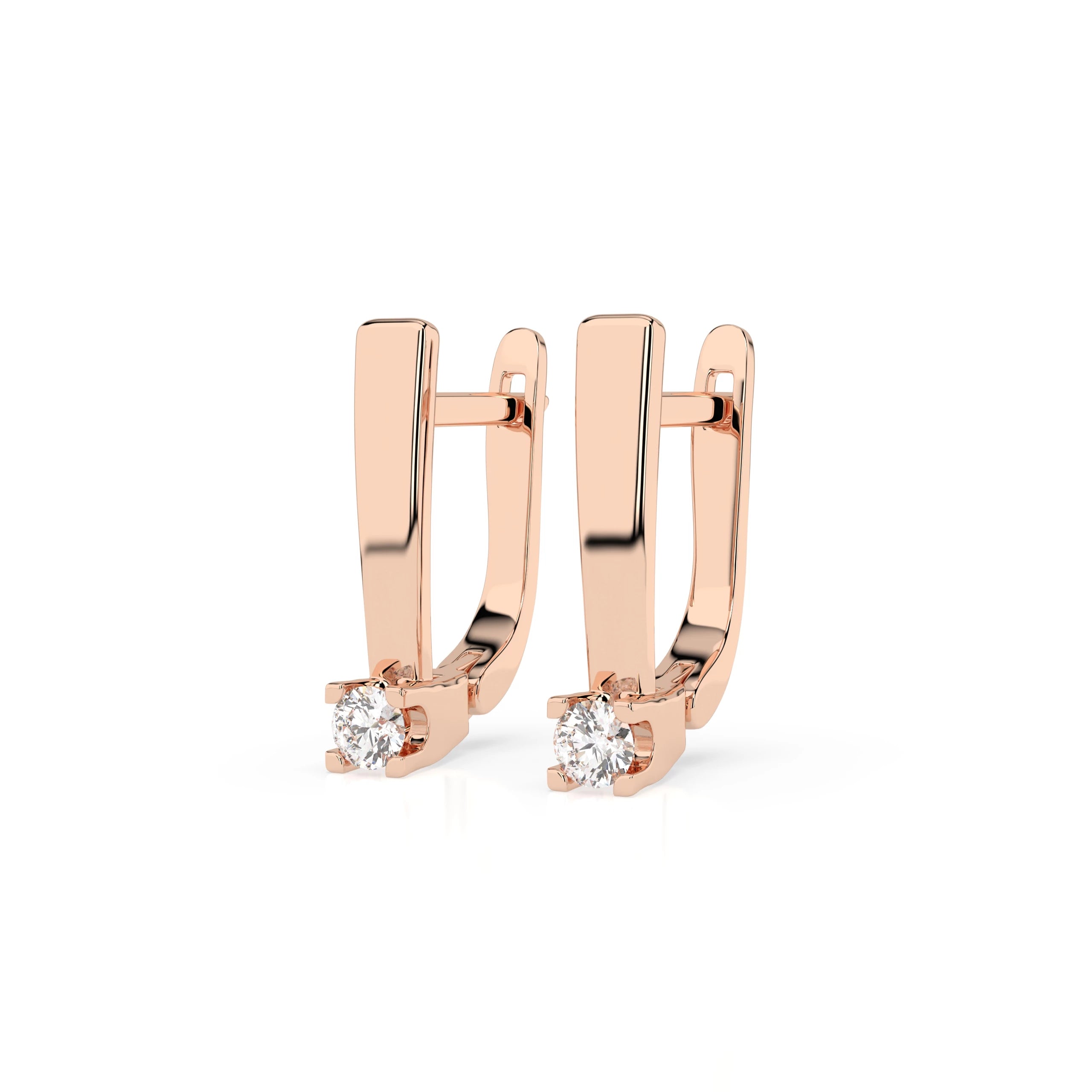 Solitaire English Lock Earring (Round), 0.15 ct — 102-10036(2.7)