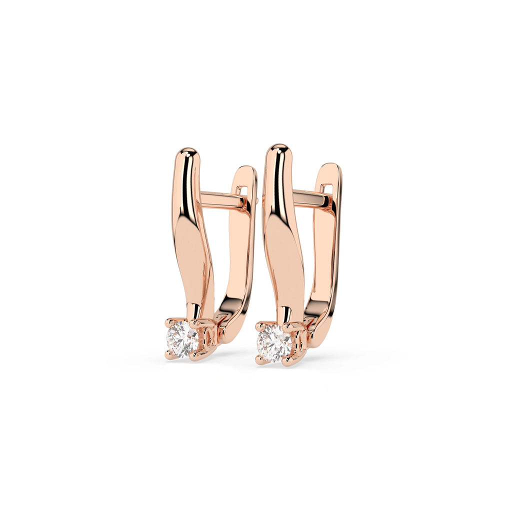 Solitaire English Lock Earring (Round), 0.12 ct — 102-10035(2.5)