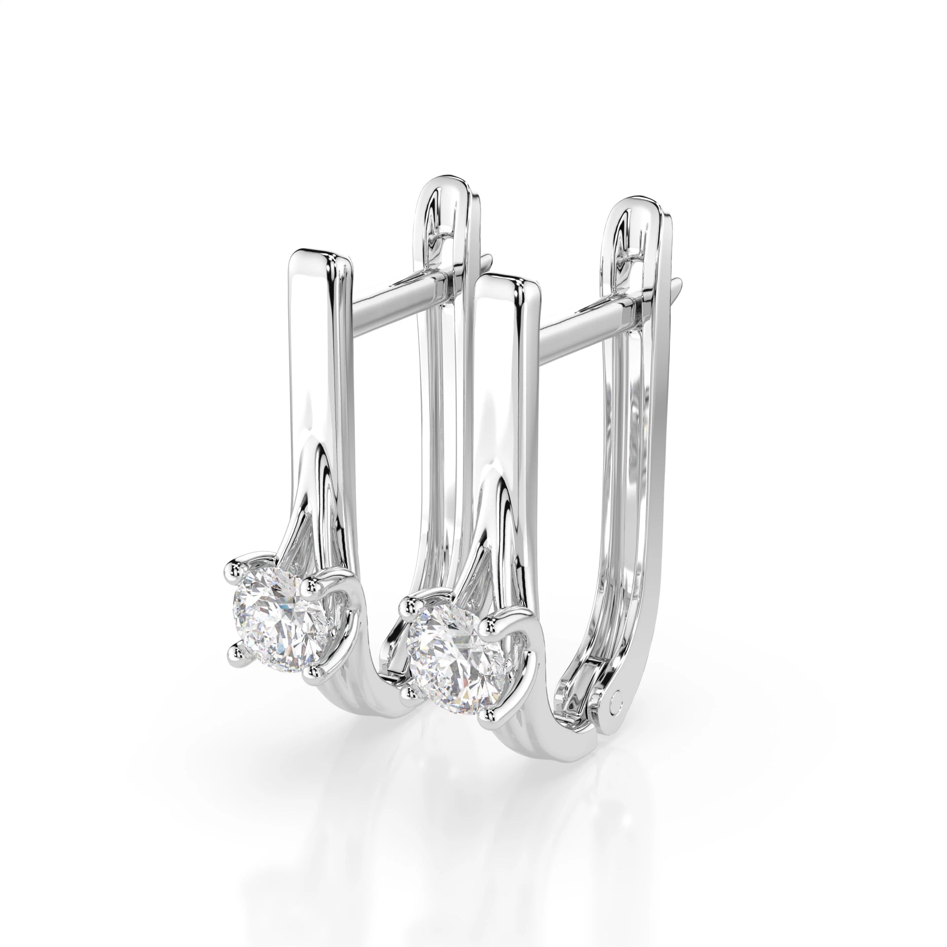 Solitaire English Lock Earring (Round), 0.2 ct — 102-10014(3.0)