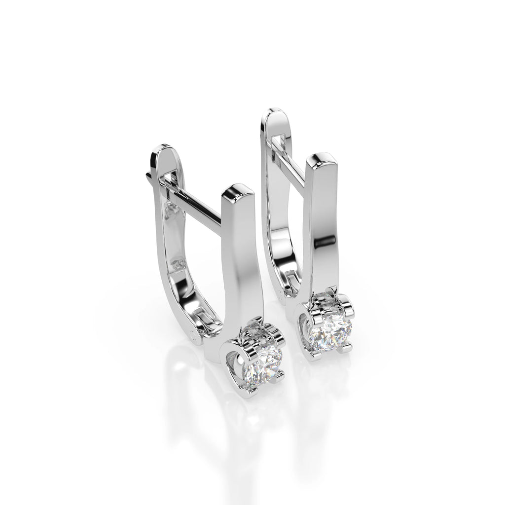 Solitaire English Lock Earring (Round), 0.3 ct — 102-10022(3.4)