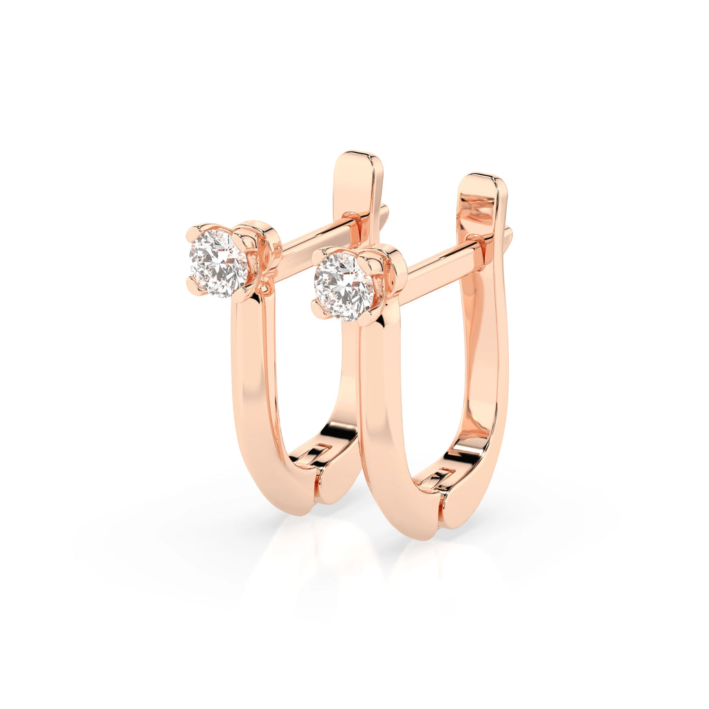 Solitaire English Lock Earring (Round), 0.12 ct — 102-10089(2.5)