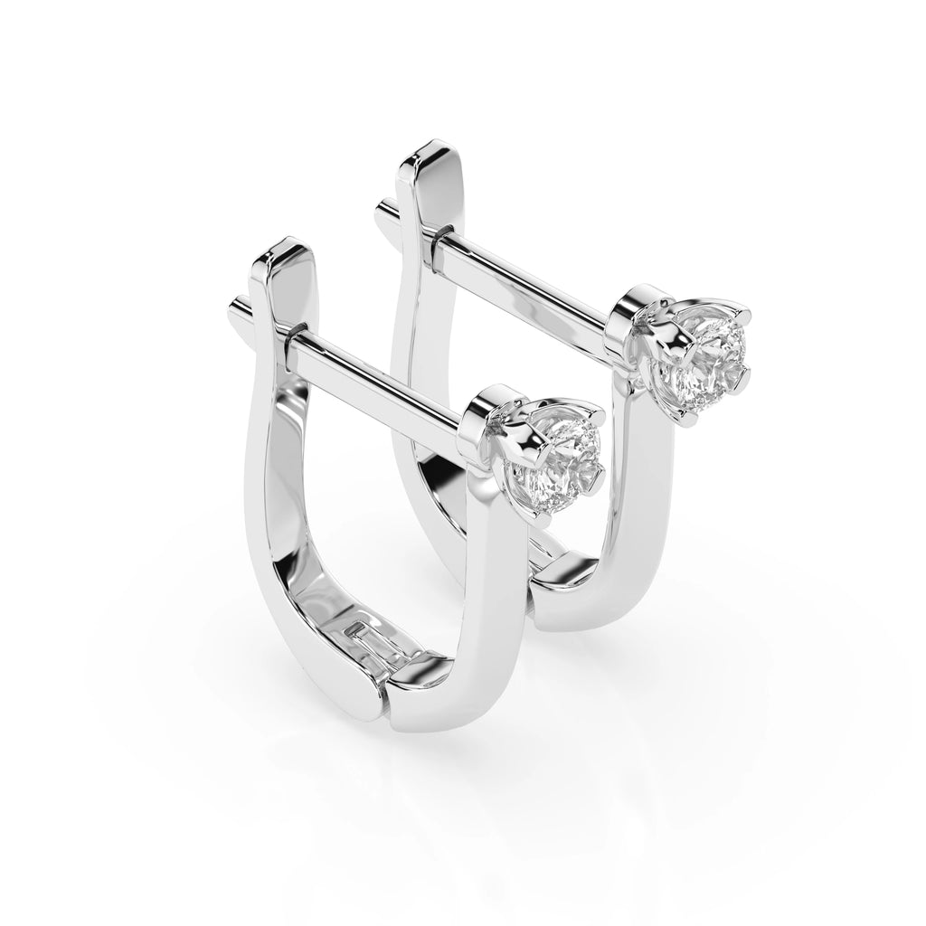 Solitaire English Lock Earring (Round), 0.2 ct — 102-10089(3.0)
