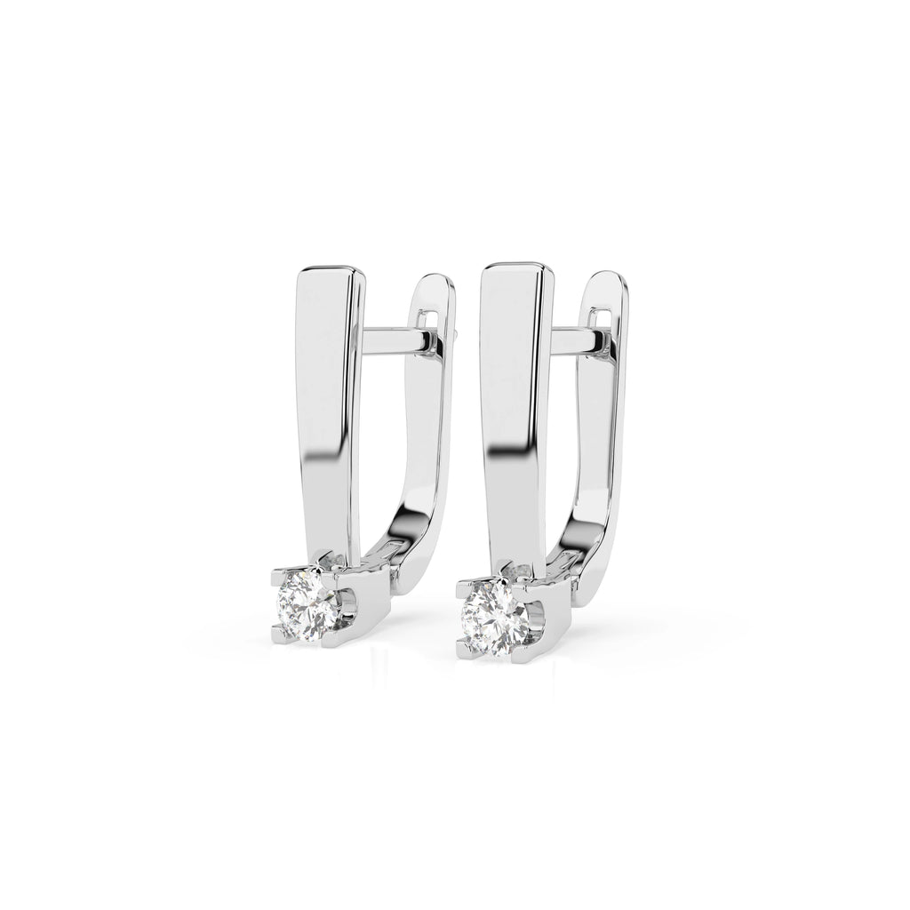 Solitaire English Lock Earring (Round), 0.15 ct — 102-10036(2.7)