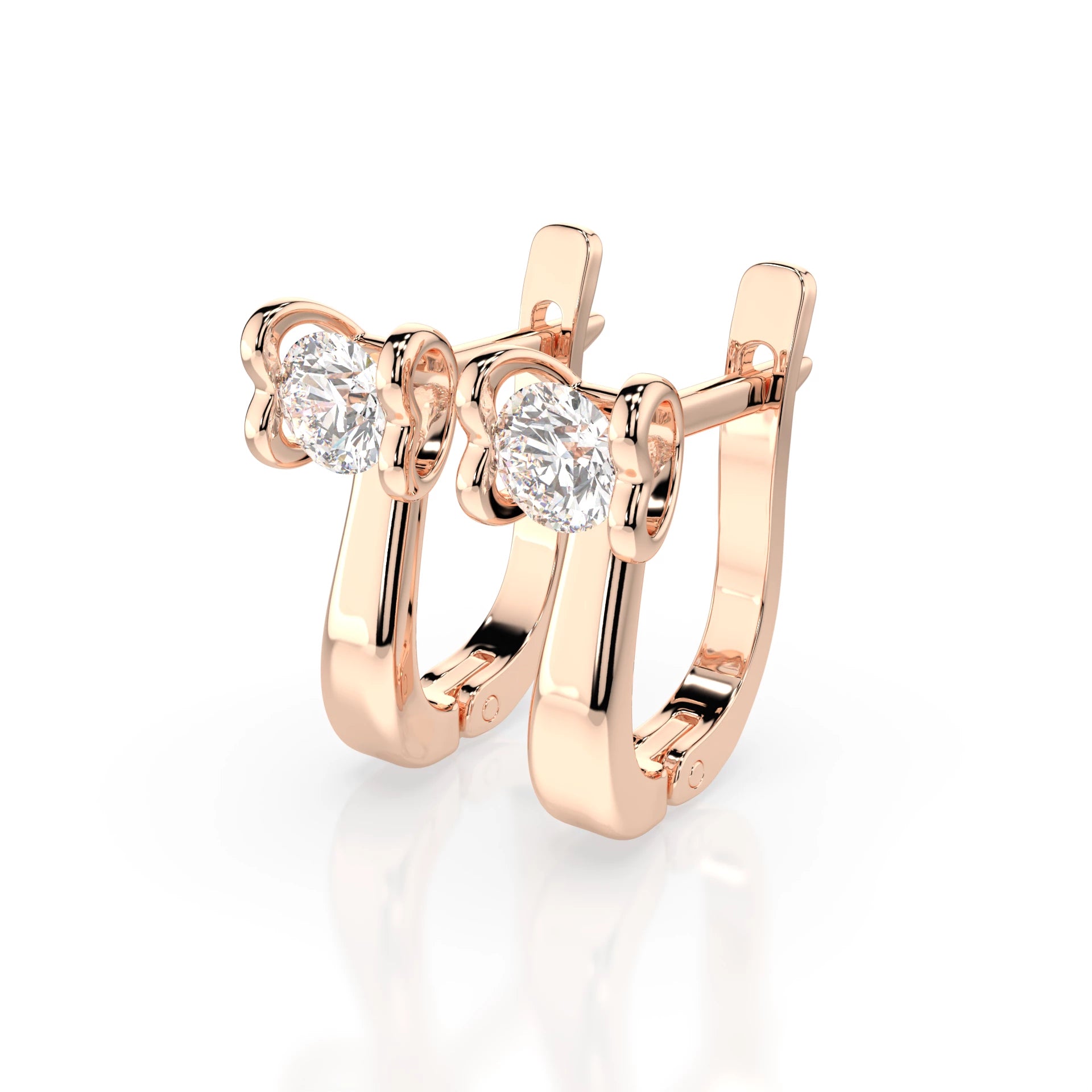 Solitaire English Lock Earring (Round), 0.5 ct — 102-10013(4.0)
