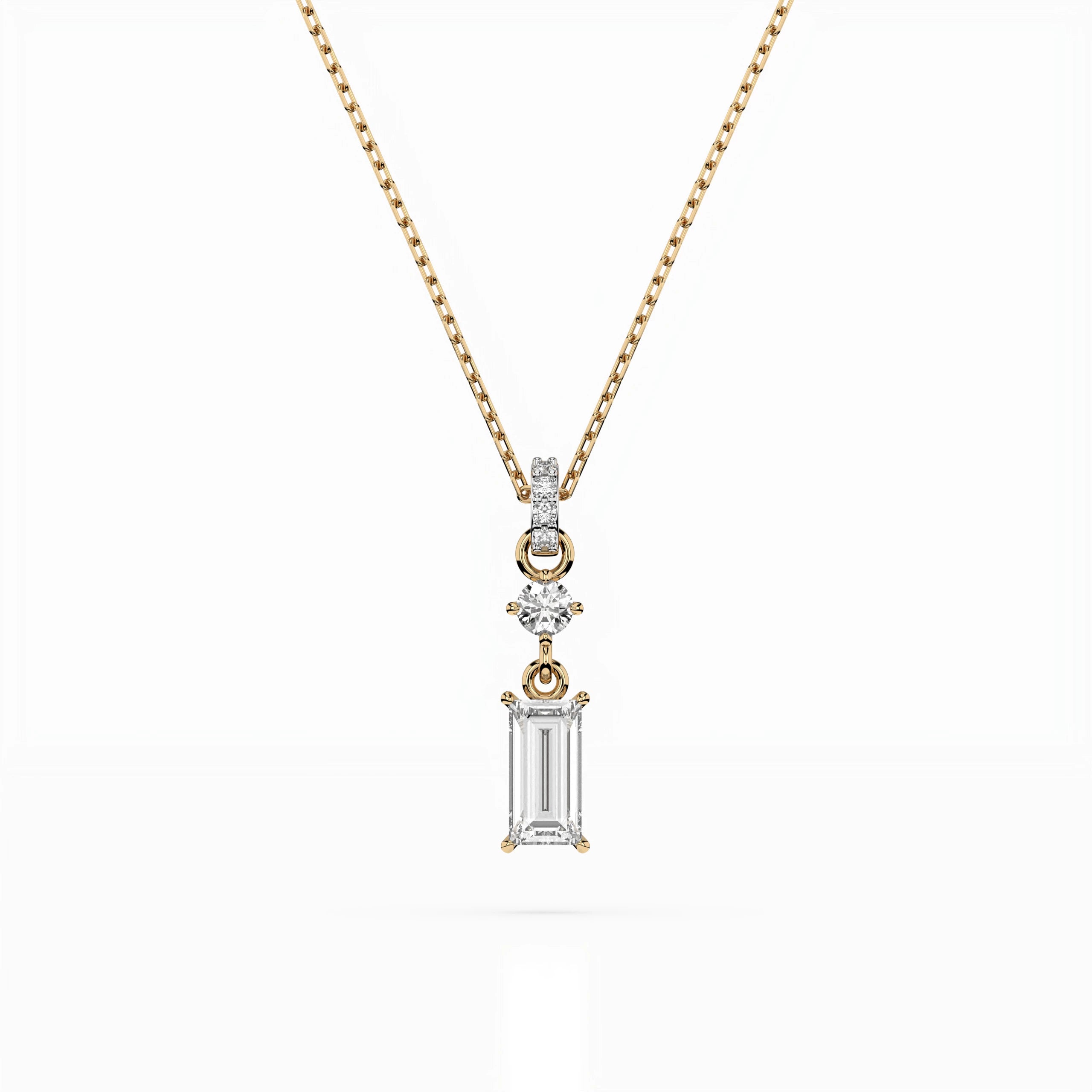Solitaire Necklace (Baguette), 0.04 ct — 104-10071/3(0.30)BAQ