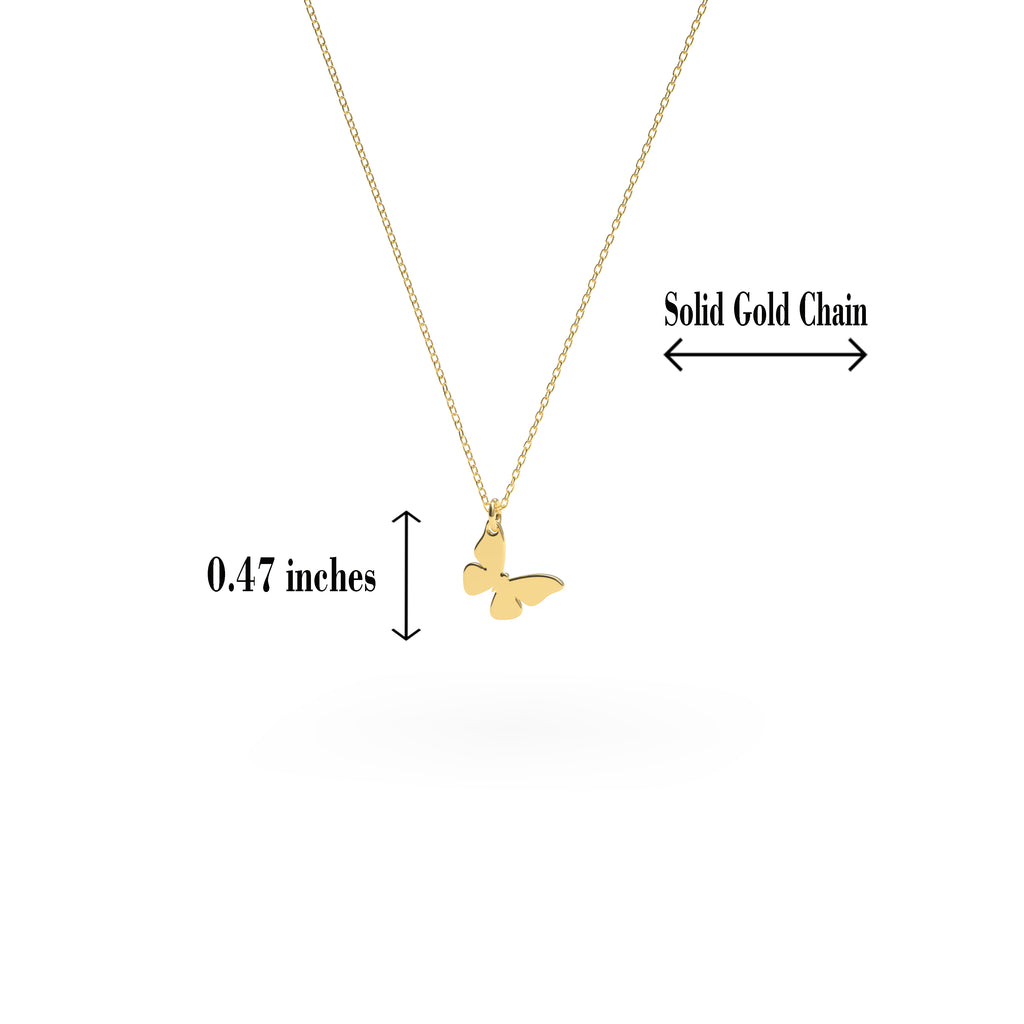 14K solid gold butterfly necklace, catalogue product view