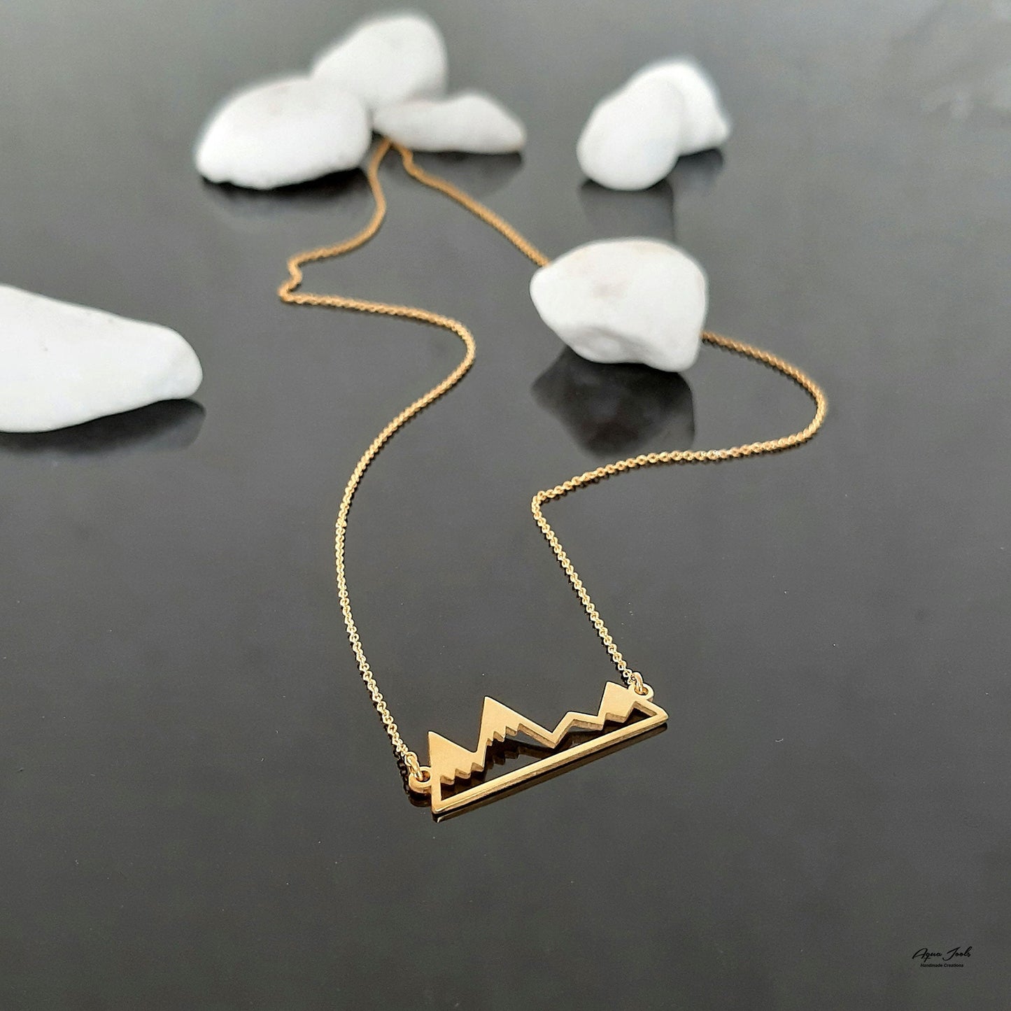 14K Rose Gold Mountain Necklace,  solid gold Necklace